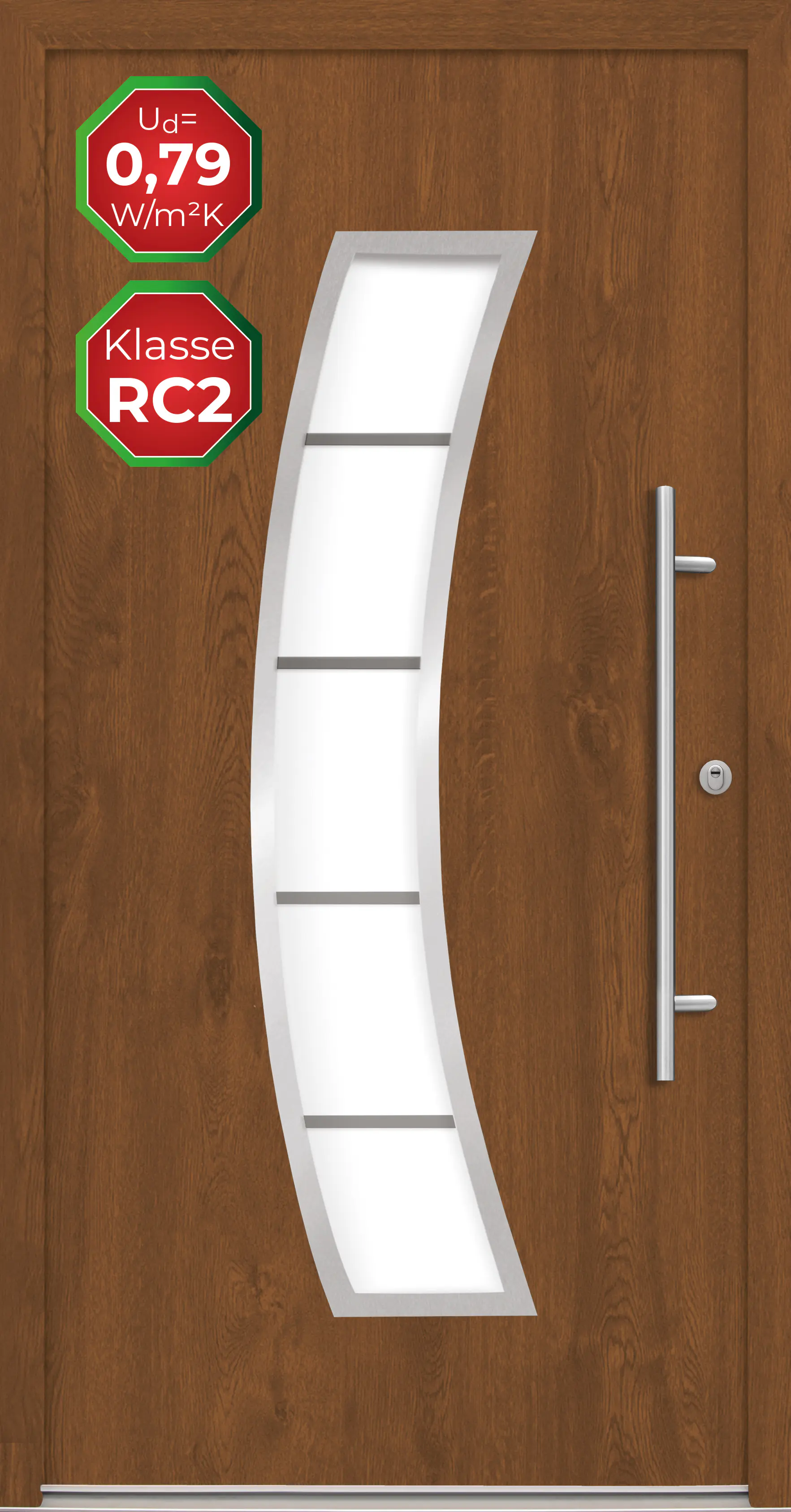 Splendoor Haustür Passivedoor Premium P14 RC2 Golden Oak DIN Rechts 110 x 210 cm