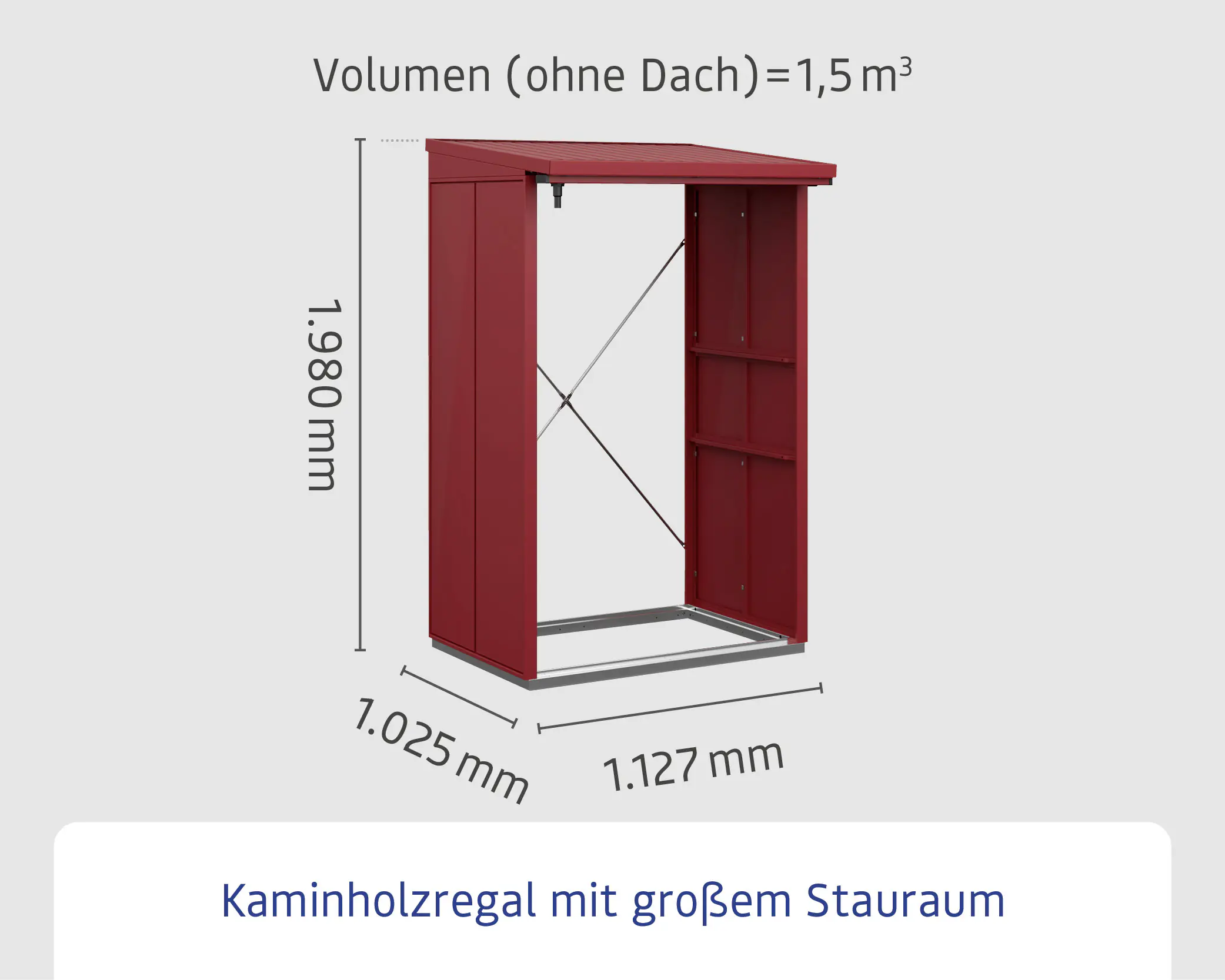 Ecostar Kaminholzregal Elegant-V Typ 1, purpurrot, mit Verstrebung