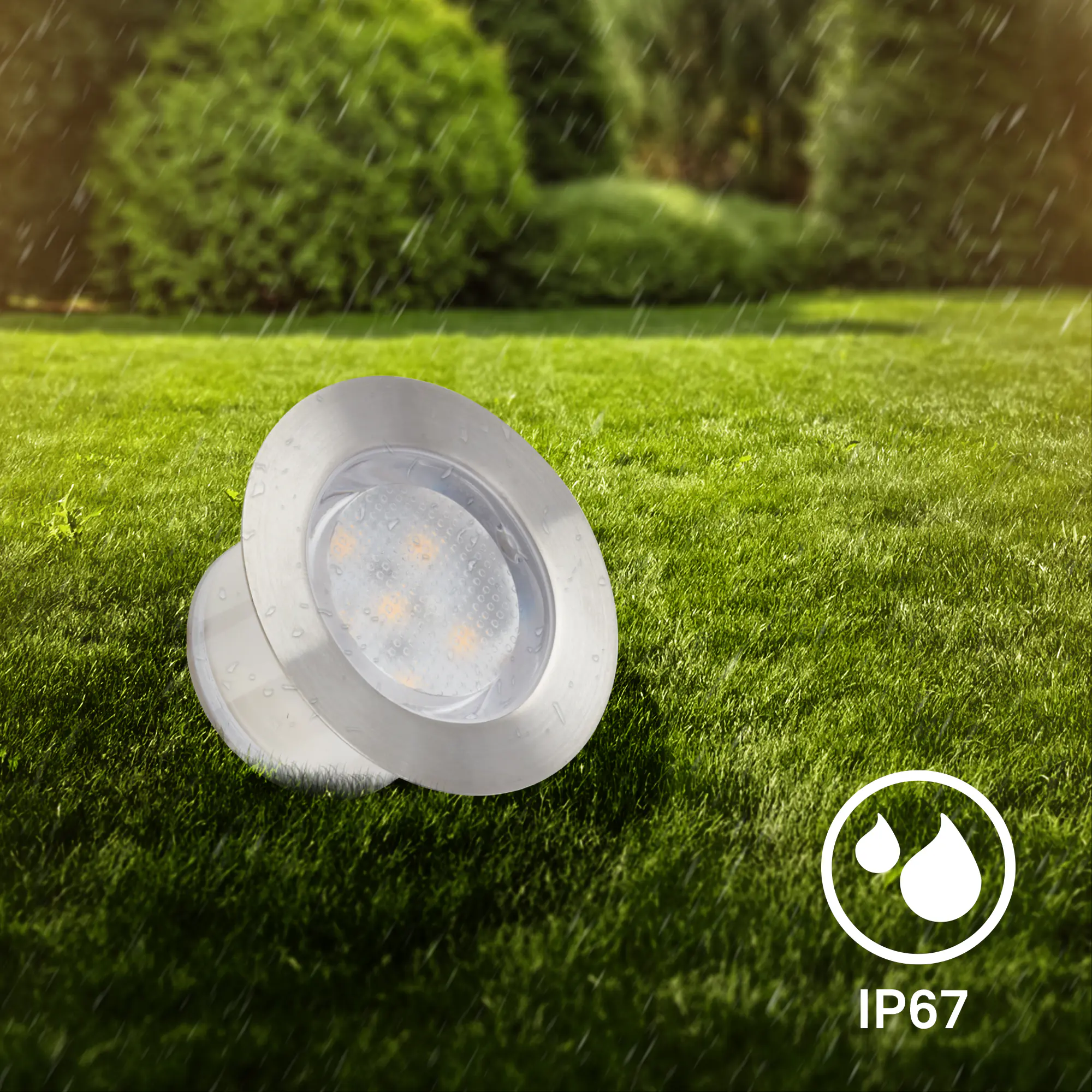 Briloner LED Außen-Bodenstrahler Padouk Connect to Shine 3er Starterset 3x1W warmweiß