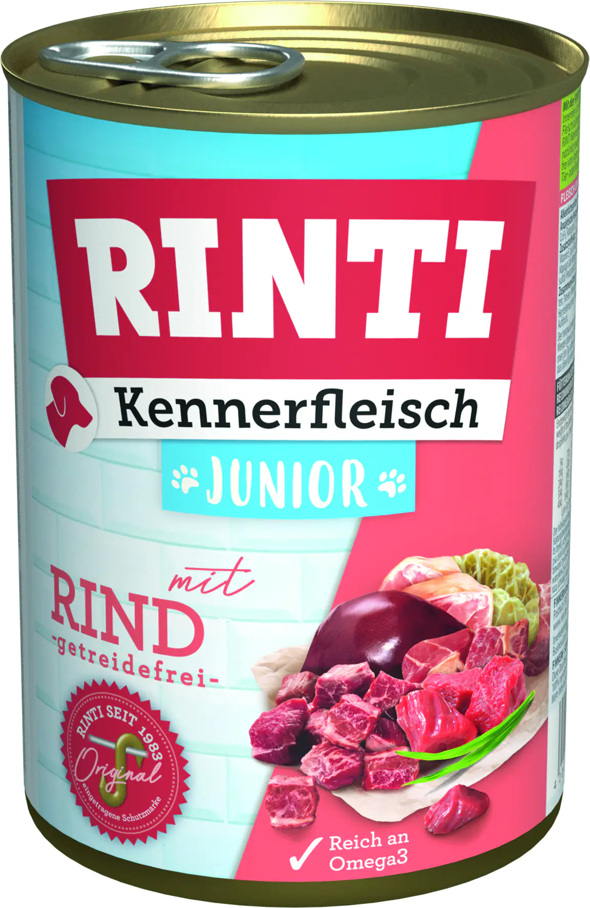 Rinti Kennerfleisch Hundenassfutter Junior getreidefrei 400 g Rind bei Kartonabnahme