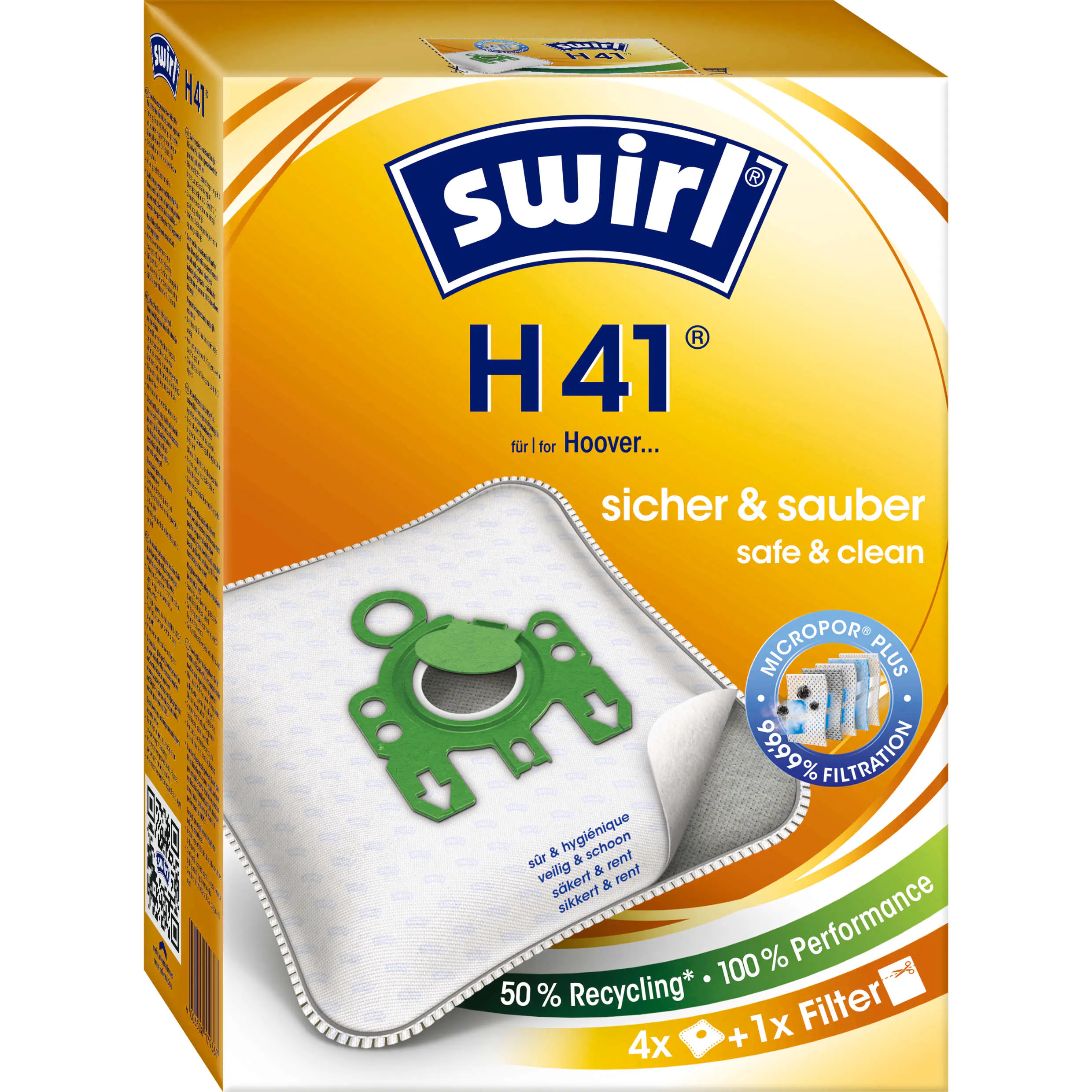 Swirl H 41 EcoPor Staubsaugerbeutel 4 Staubbeutel + 1 Filter