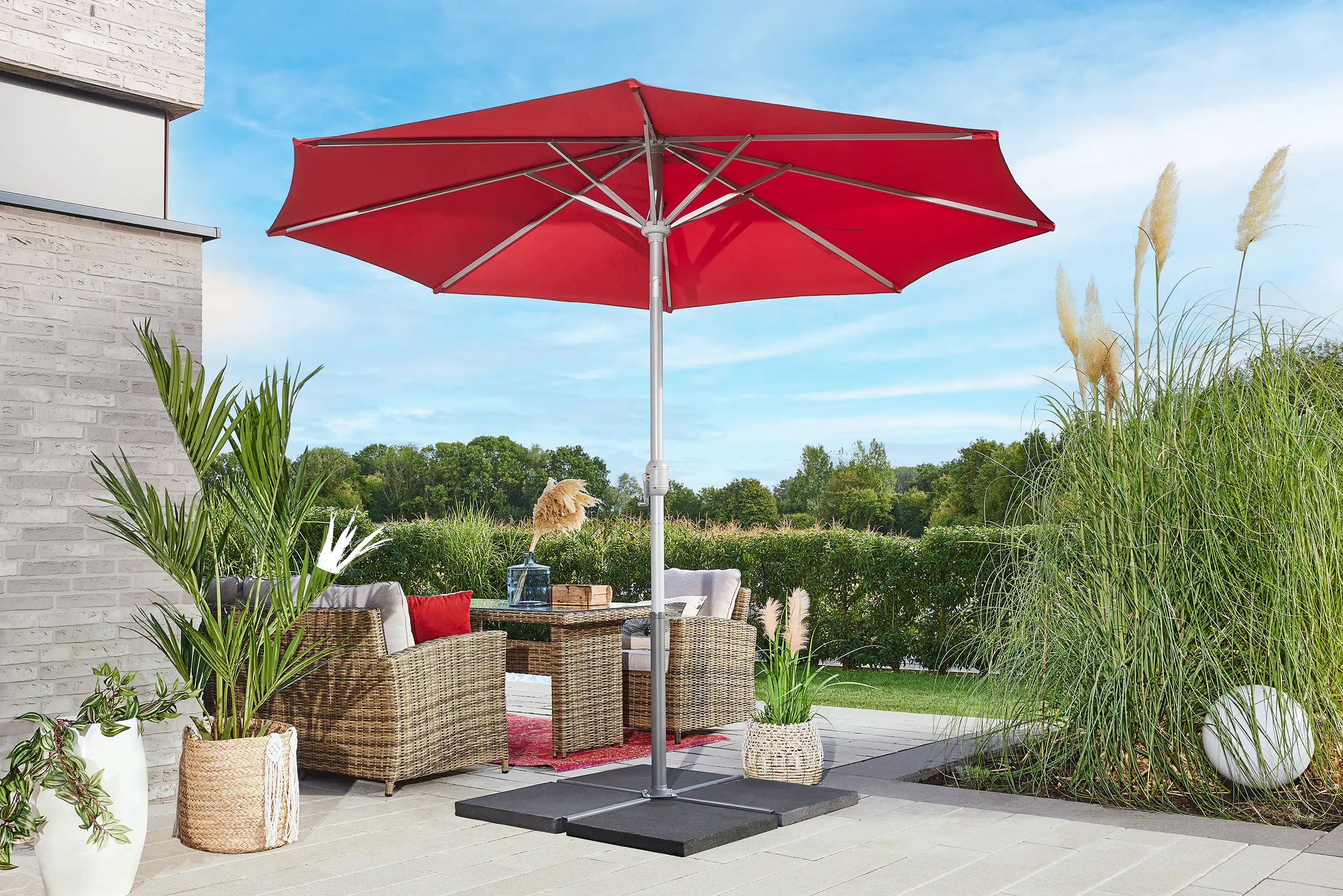 Primaster Sonnenschirm Kreta rot, Ø 300 cm