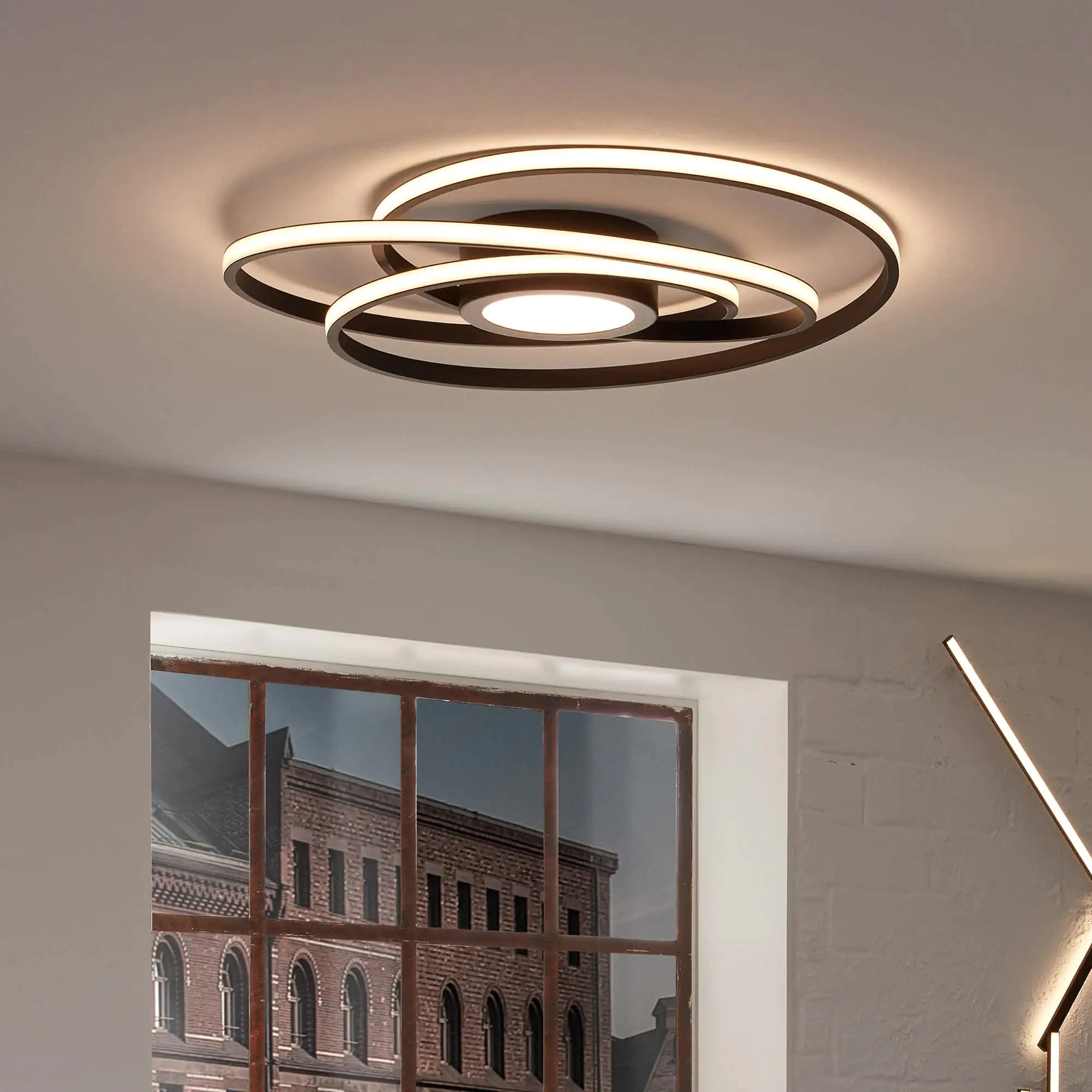 Di-Ka LED Deckenleuchte Frame Curl Ø 56 cm schwarz, mit Mittellicht