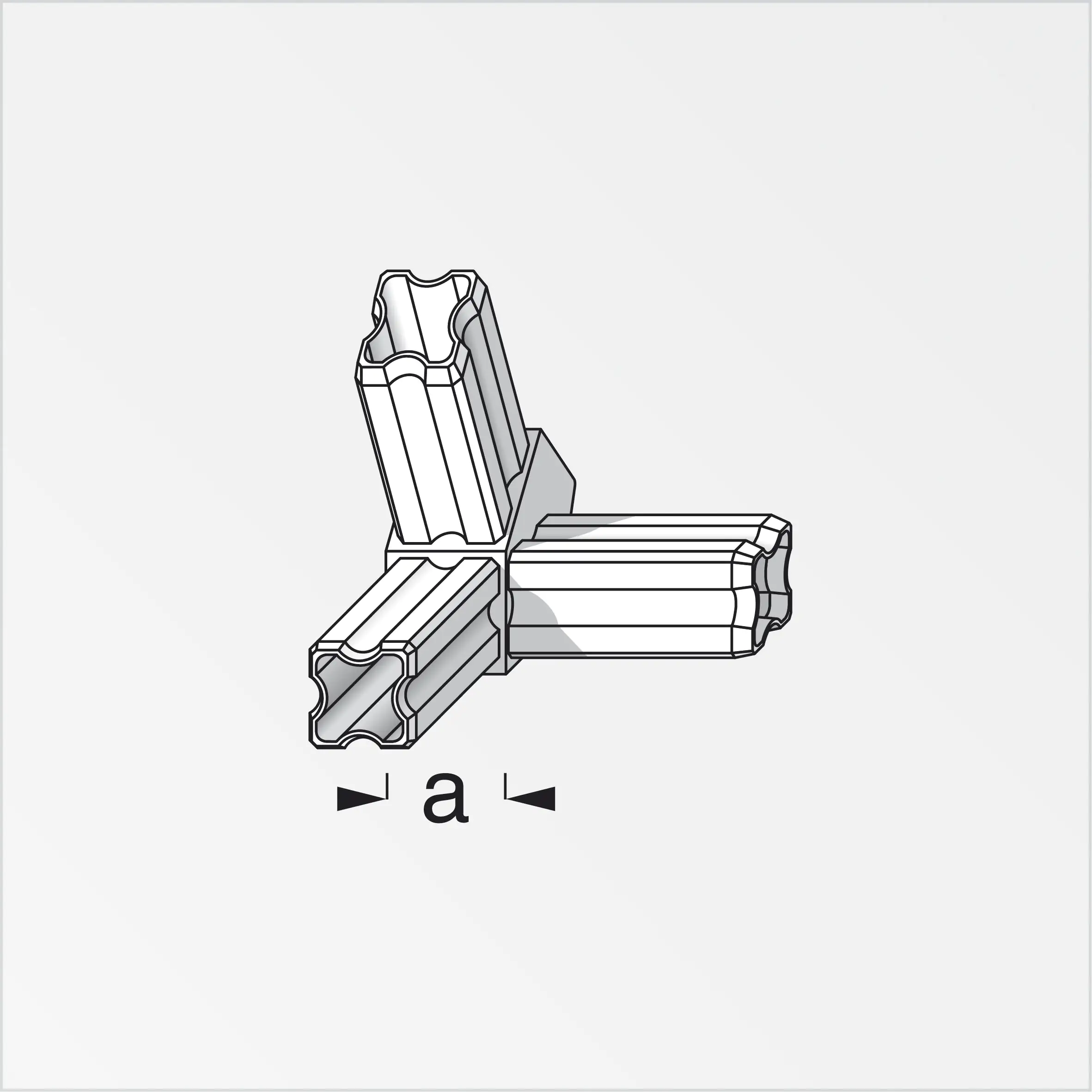 alfer Eck-Verbinder 45º links, 3 Zapfen 23.5 mm 23.5 mm Kunststoff schwarz