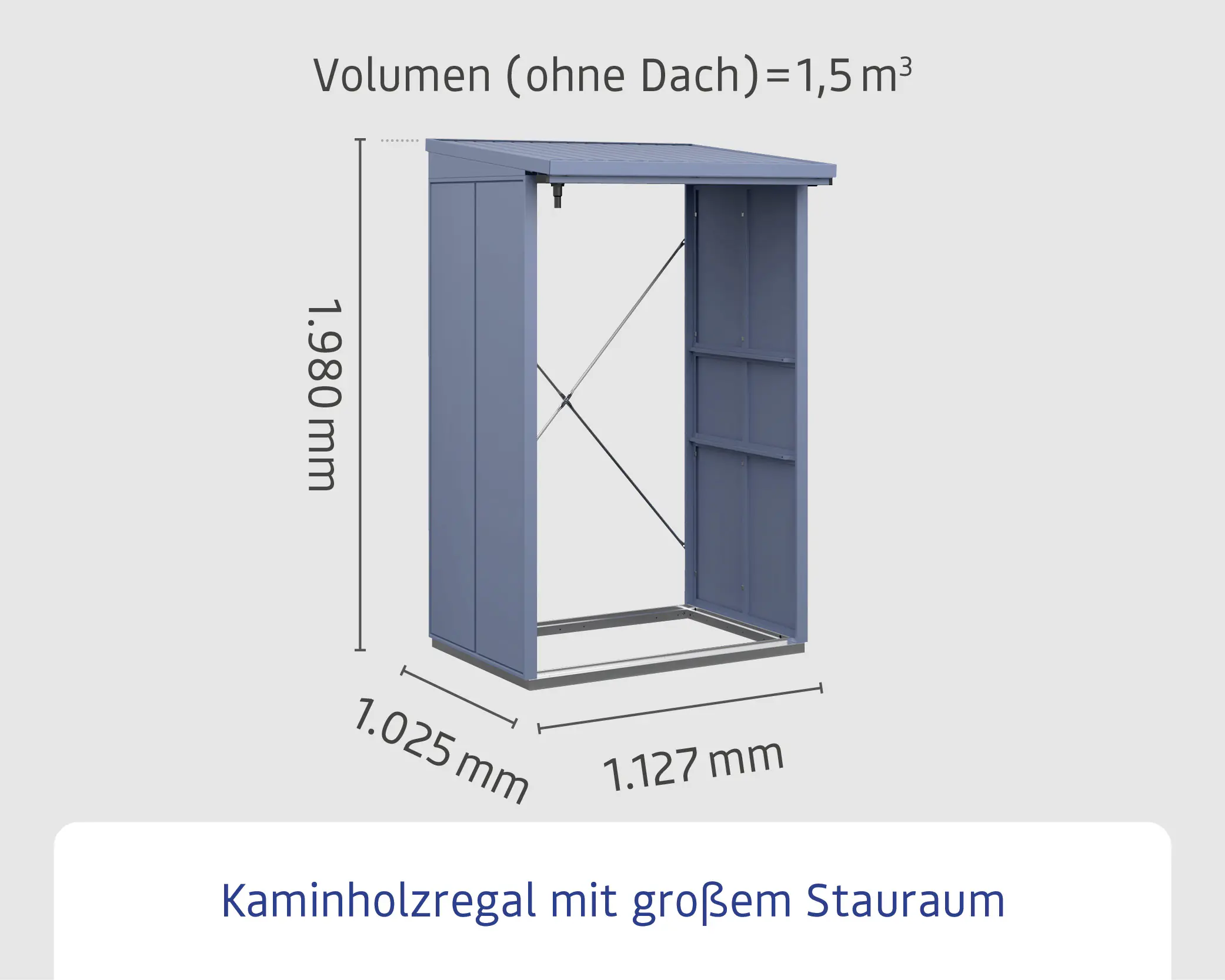 Ecostar Kaminholzregal Elegant-V Typ 1, taubenblau, mit Verstrebung