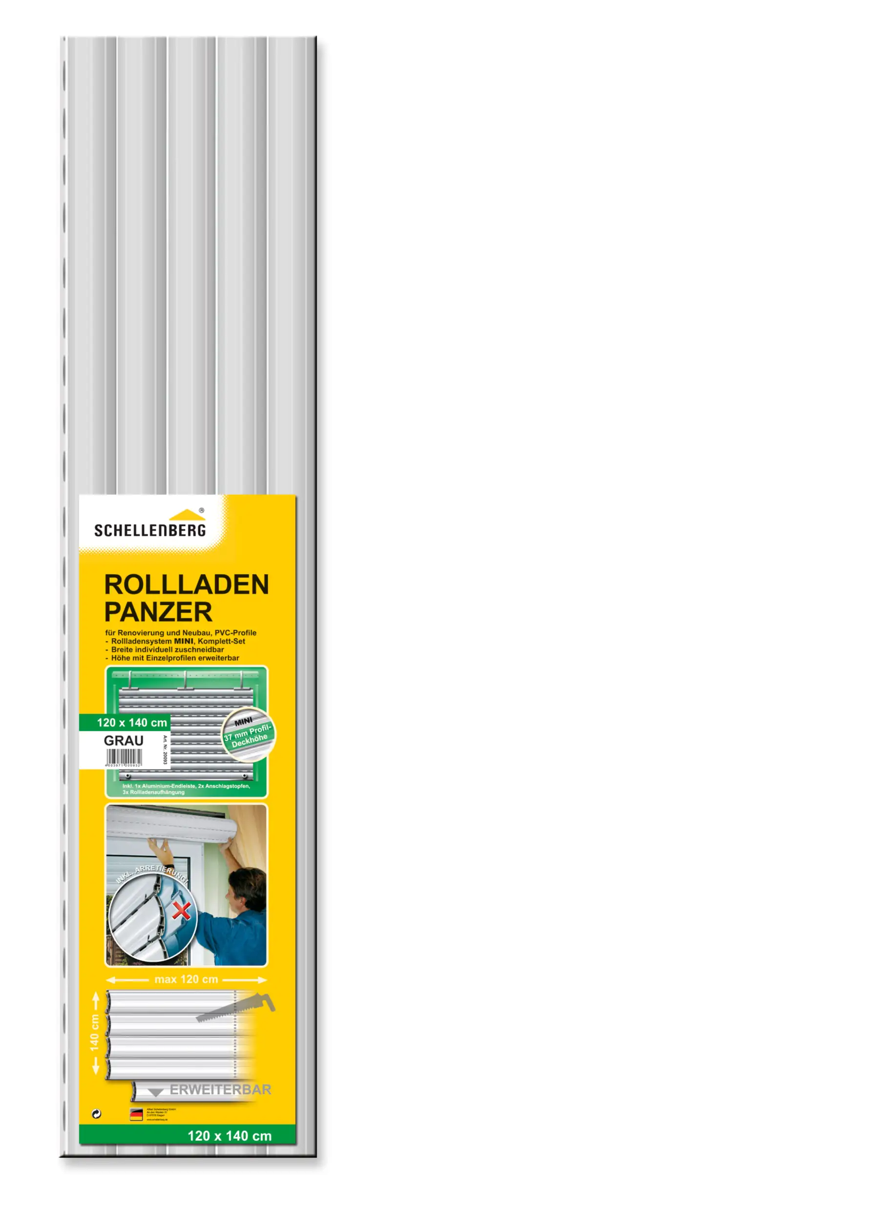Schellenberg Rollladenpanzer komplett Set für System Mini 120 x 140 cm grau