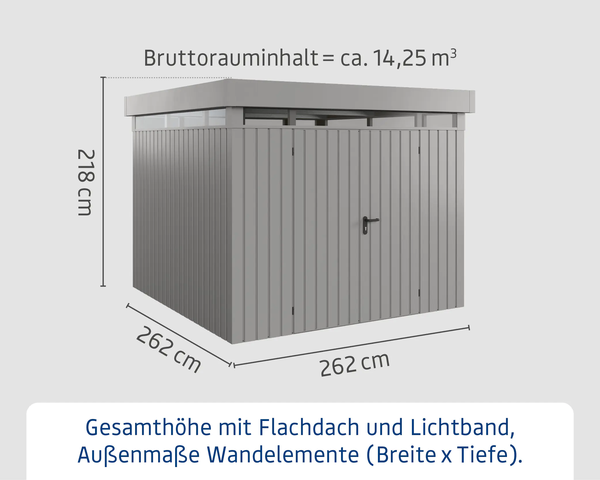 EcoStar Metallgerätehaus Euroline EFD10 LB graualuminium 262 x 262 cm 2-flg.