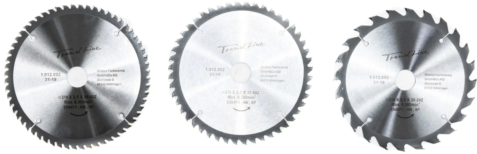 TrendLine HM-Kreissägeblätter Ø 185 mm Bohrung Ø 30 mm 3-teilig