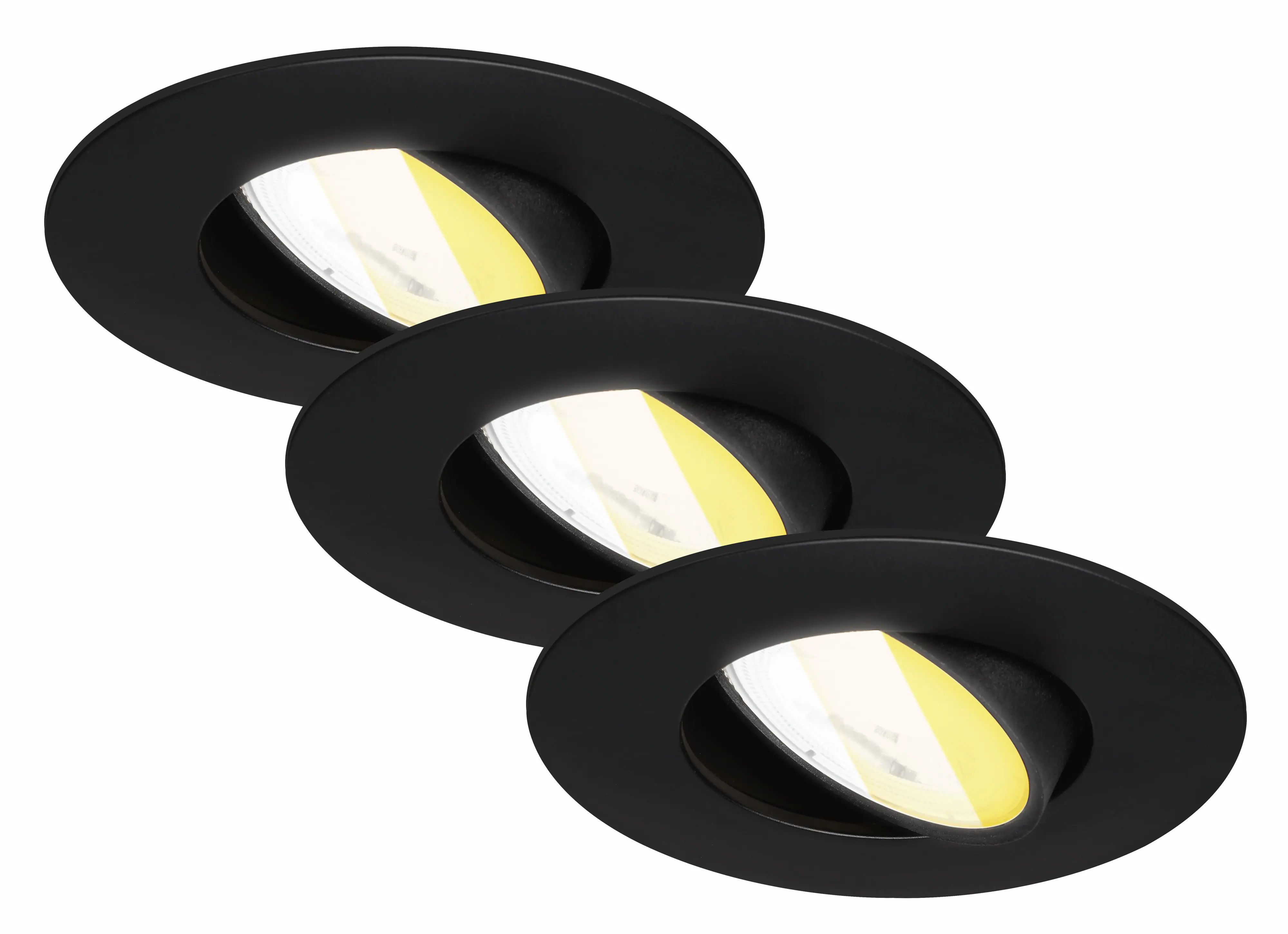Briloner LED Einbauleuchten Dimara Ø 9 x 2,4 cm warmweiß/neutralweiß schwarz dimmbar 3er-Set