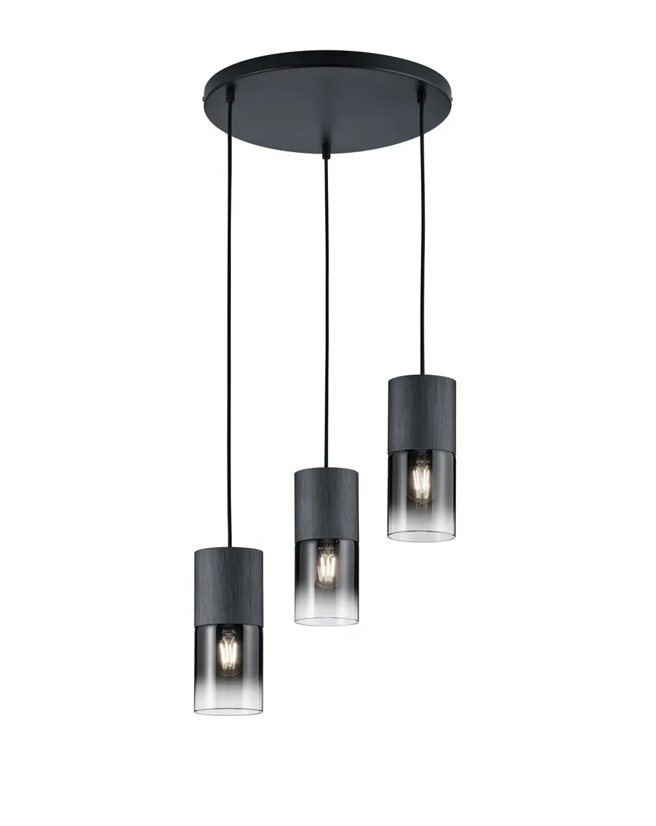 Trio Pendelleuchte Robin grau Glas 
