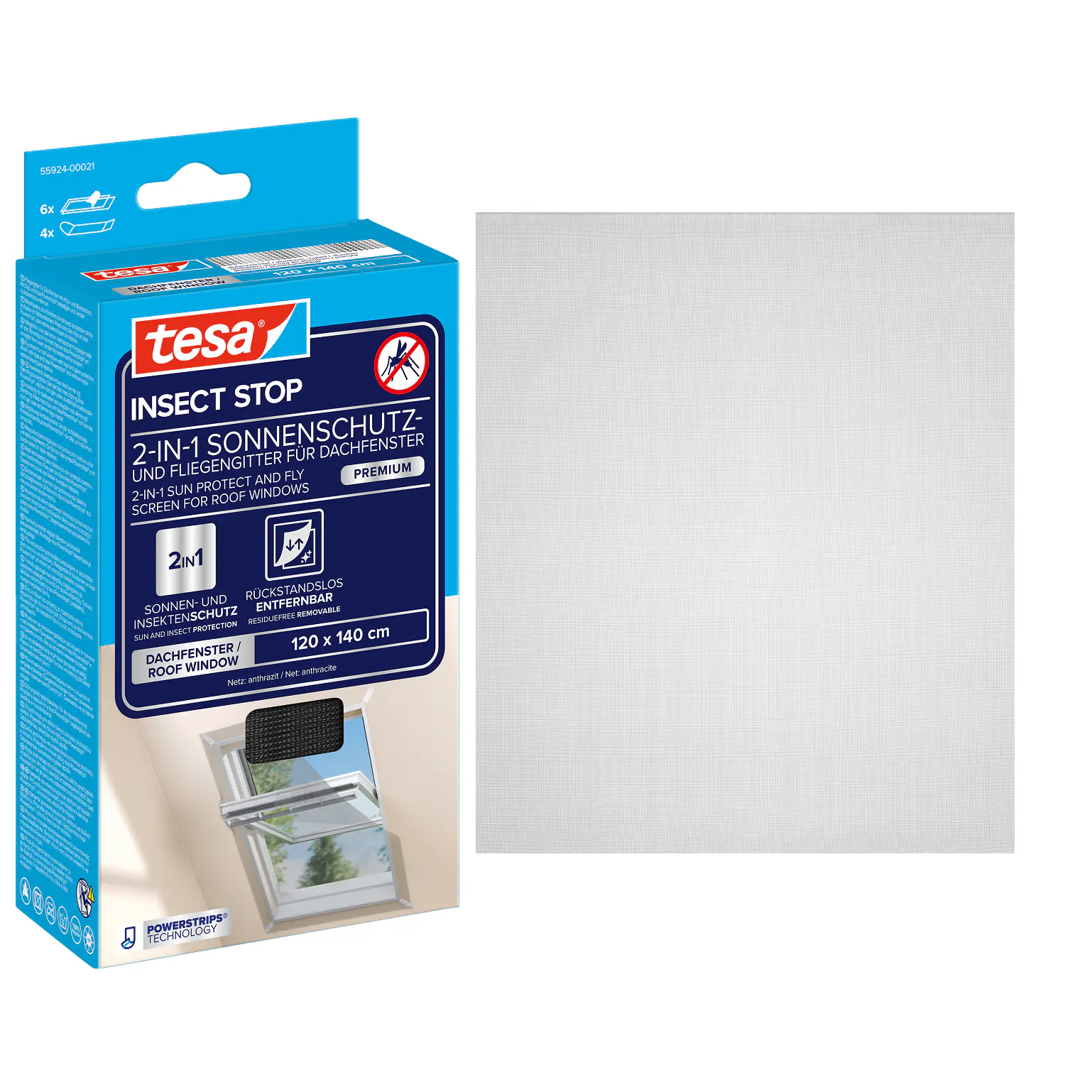 tesa Insektenschutz-Dachfenster SUN PROTECT 120 x 140 cm anthrazit