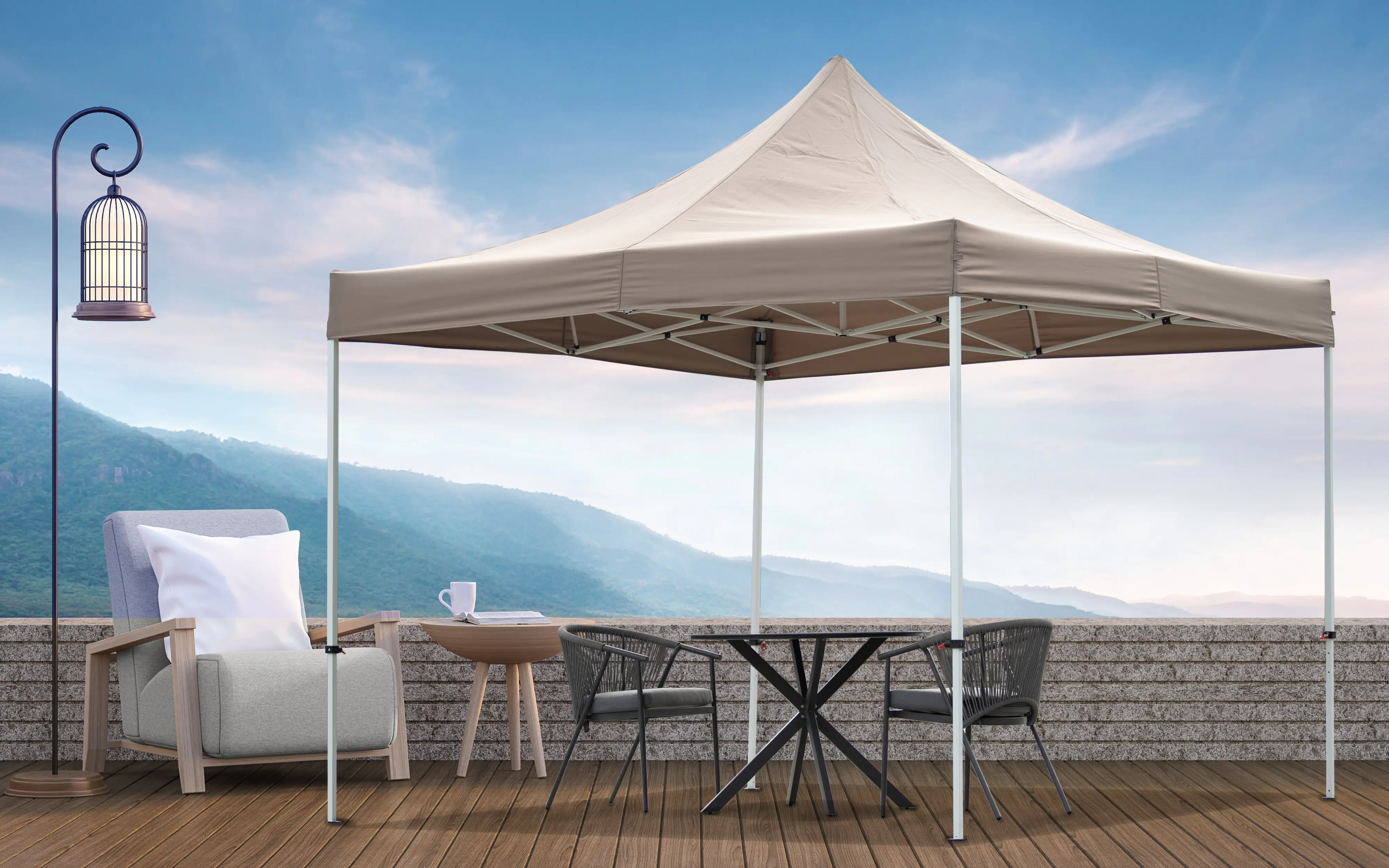 TrendLine Faltpavillon taupe, 295 x 295 cm