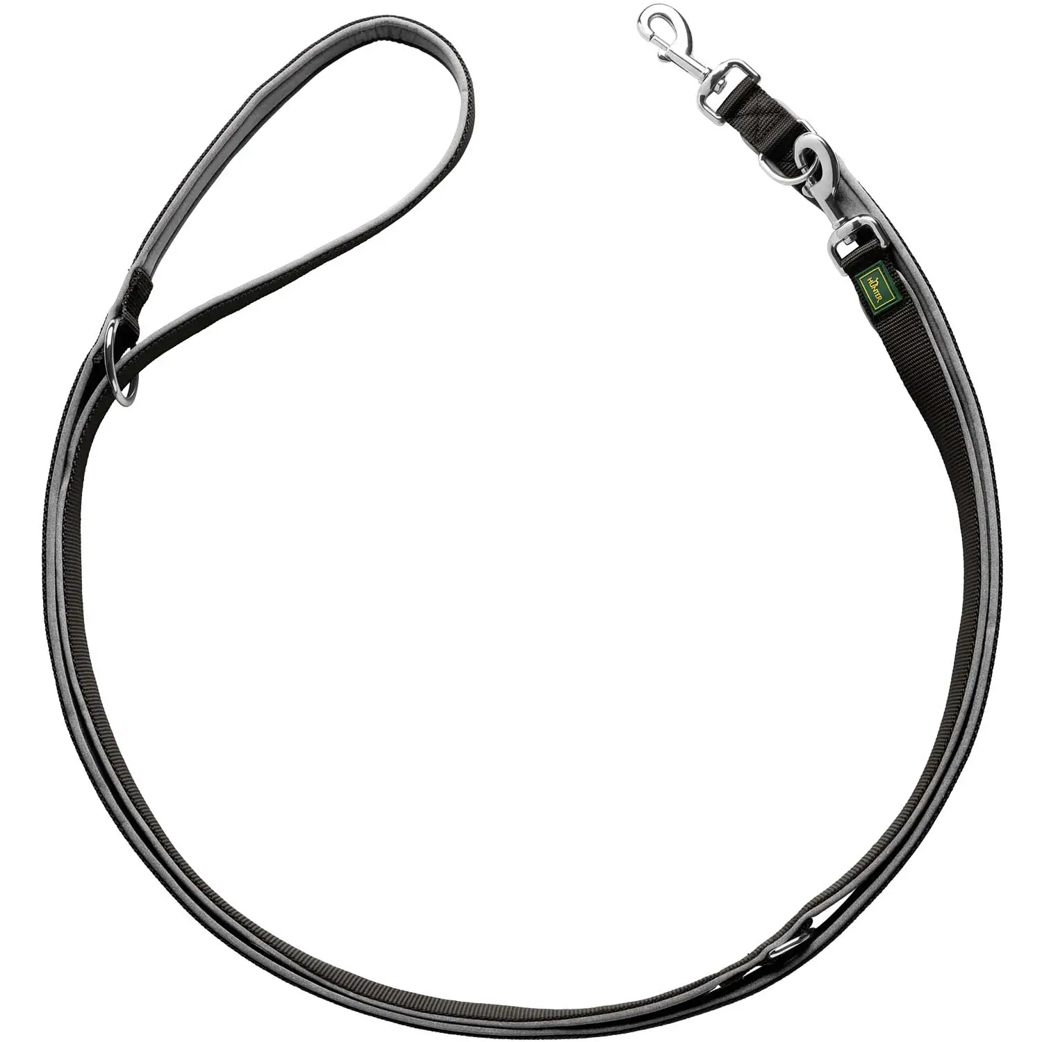 Hunter Hundeleine Führleine verstellbar Neopren 2 m x 1,5 cm schwarz/grau