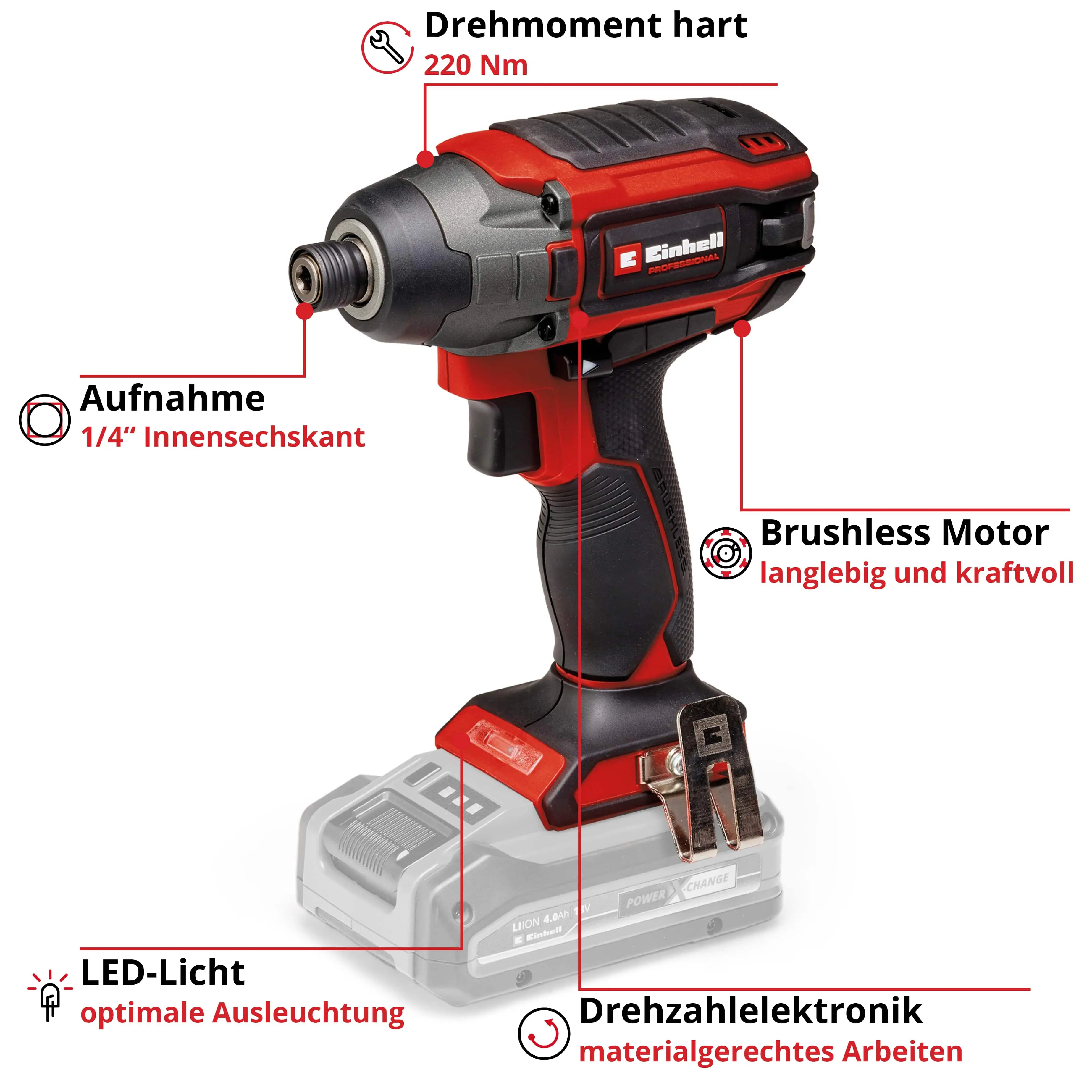 Einhell Professional Akku-Schlagschrauber TP-CI 18/220 Li BL Solo