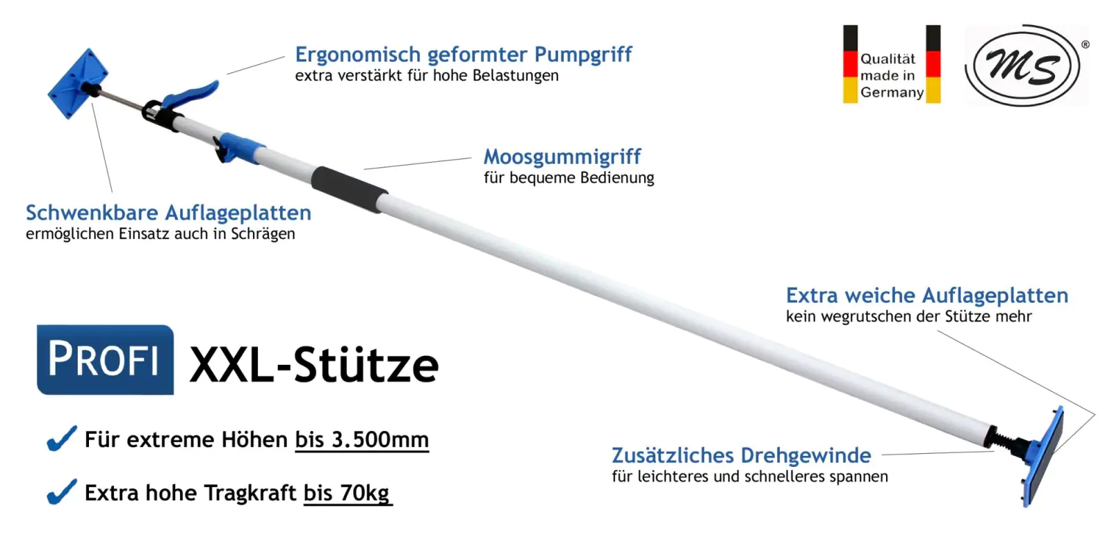 Profispann Deckenstütze XXL Dritte Hand 169 - 350 cm