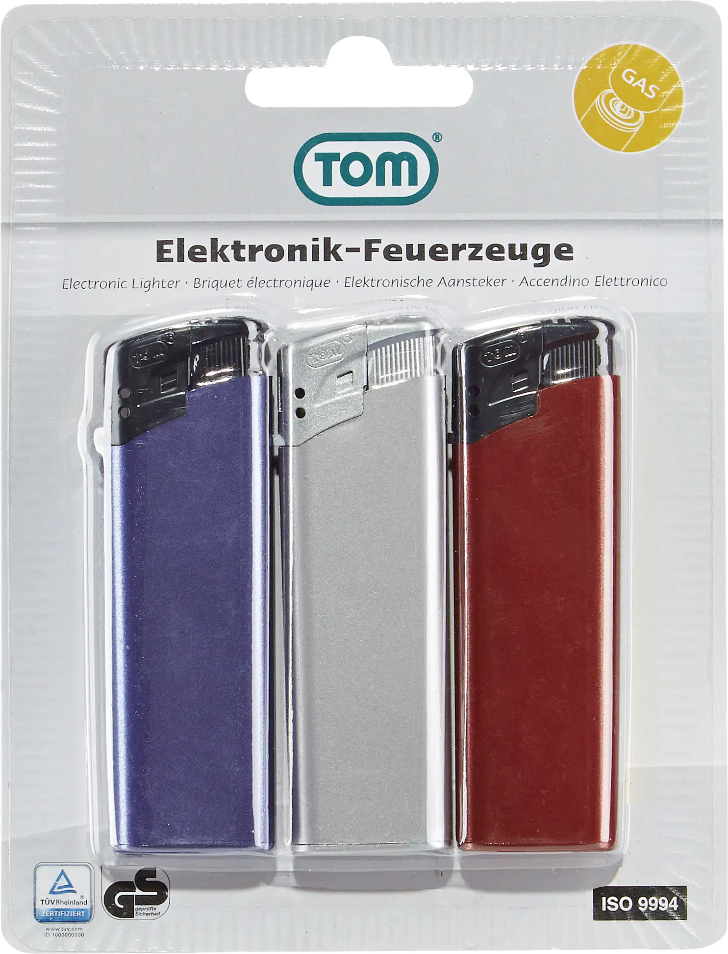 TOM Elektronik-Feuerzeuge 3er Blister