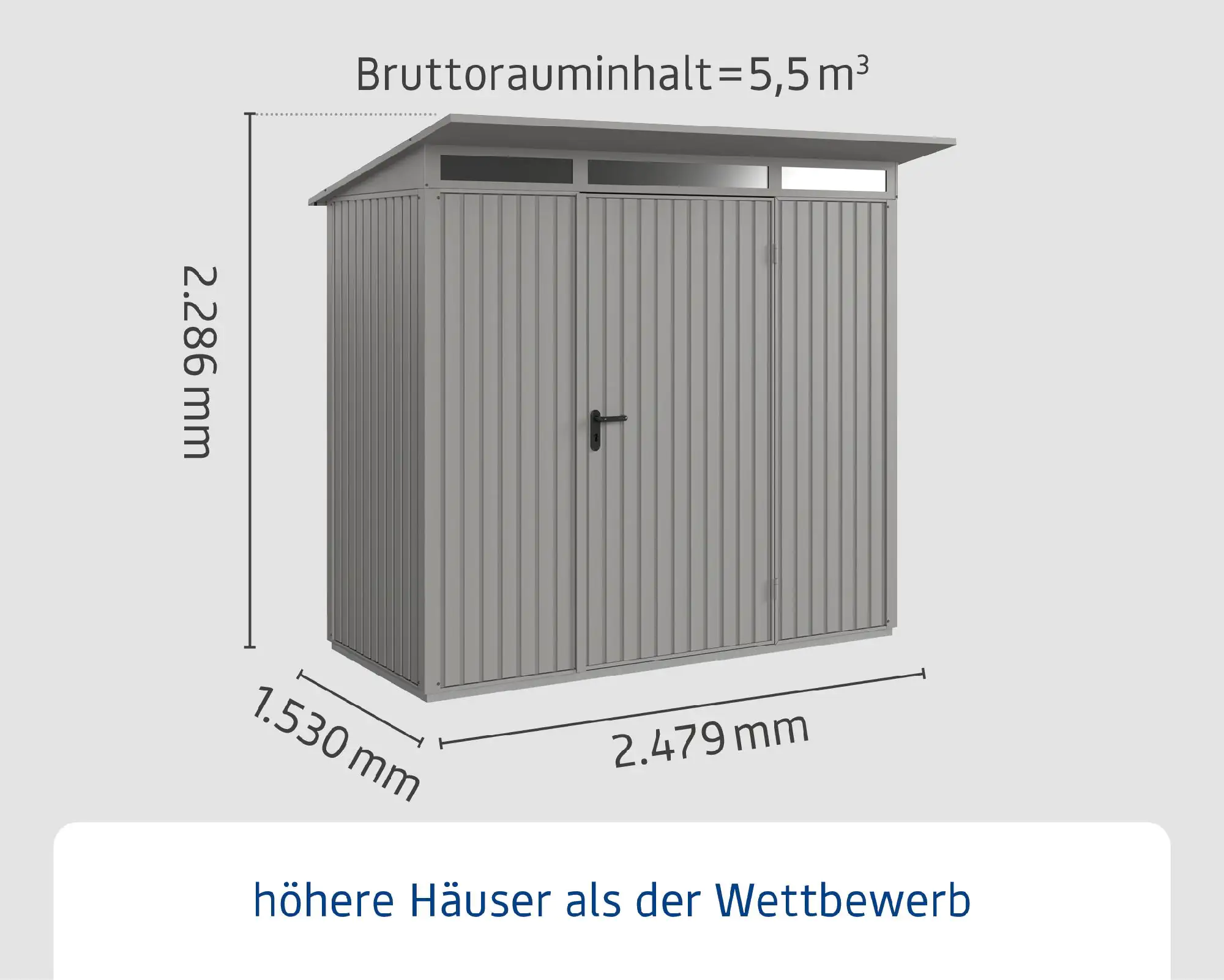 EcoStar Gerätehaus Trend-P Typ 1 247,9 x 153 x 228,6 cm graualuminium