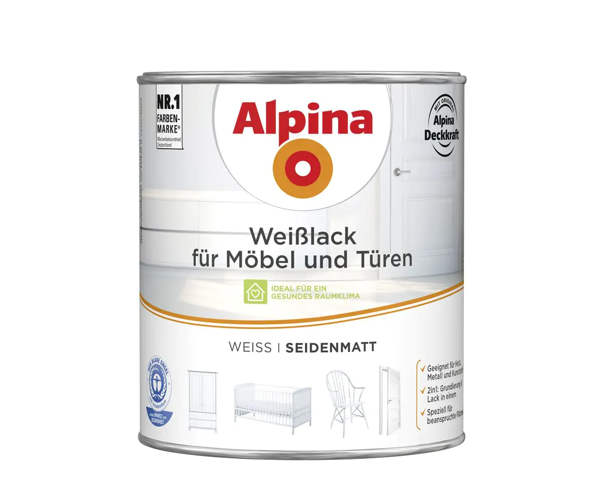 Alpina Weißlack für Möbel & Türen 2 L weiß seidenmatt