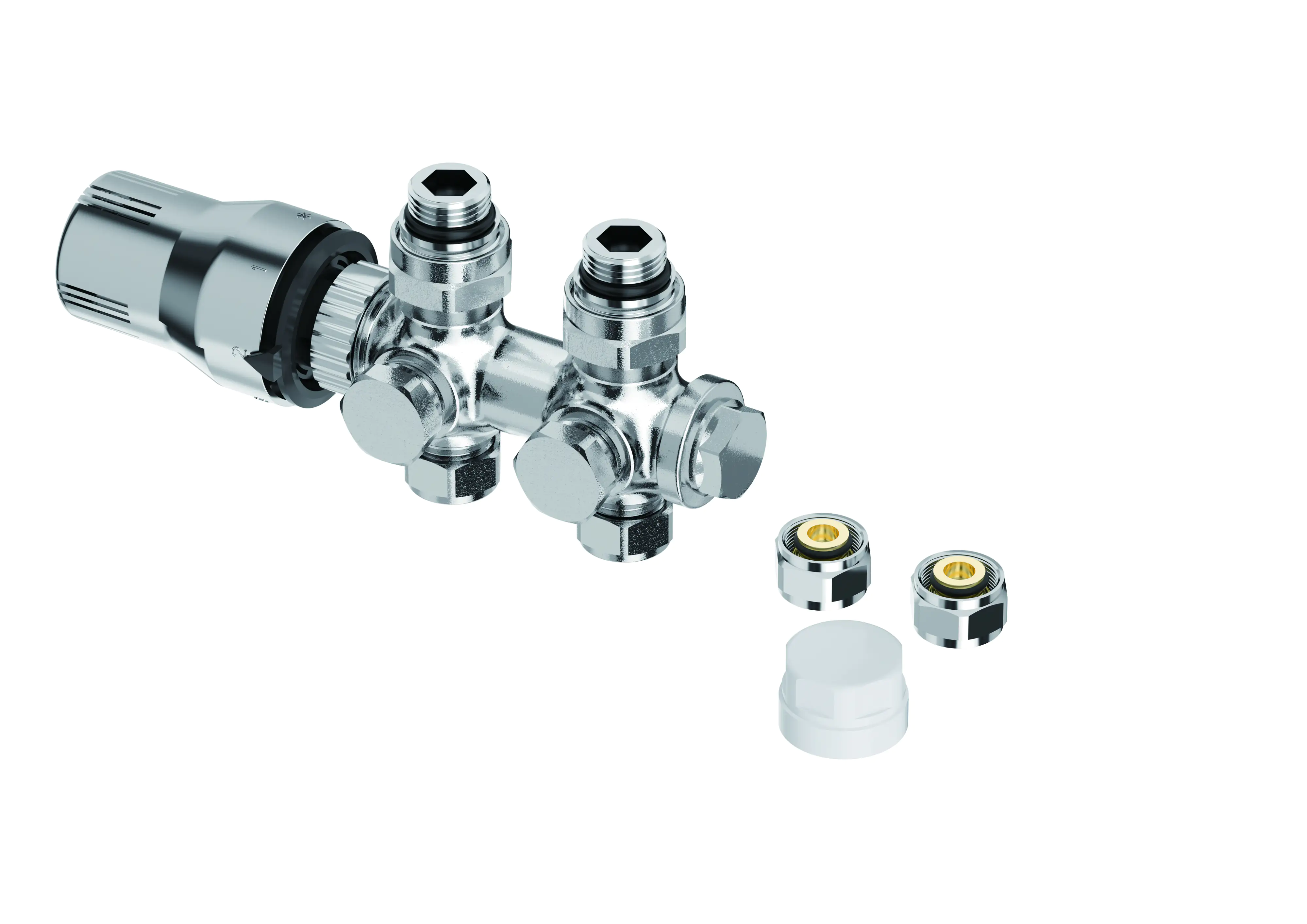 Heizkörperventilblocksatz Vario chrom