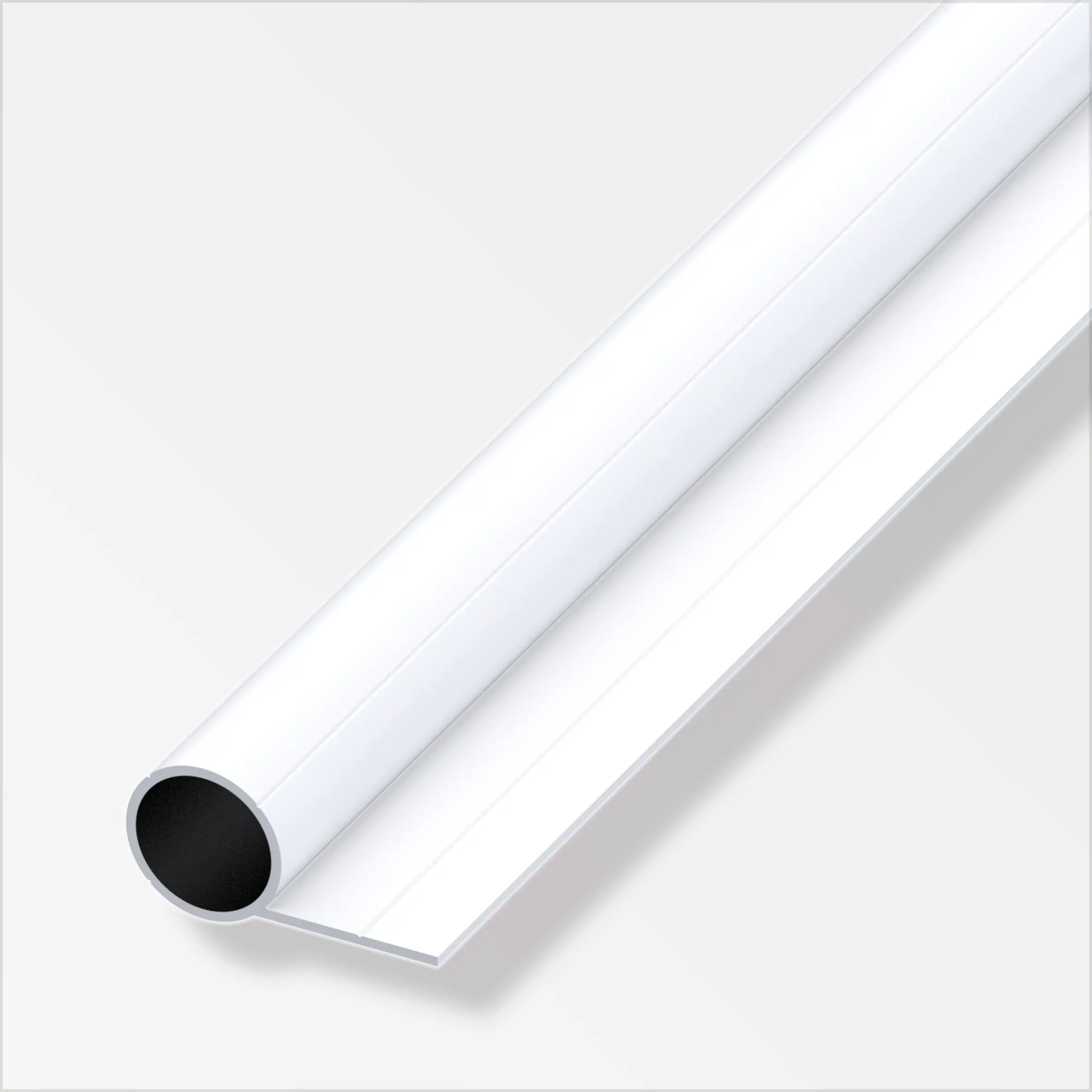 alfer Rundrohr Aluminium mit 1 Schenkel Ø 23,5 mm x 2,5 m weiß