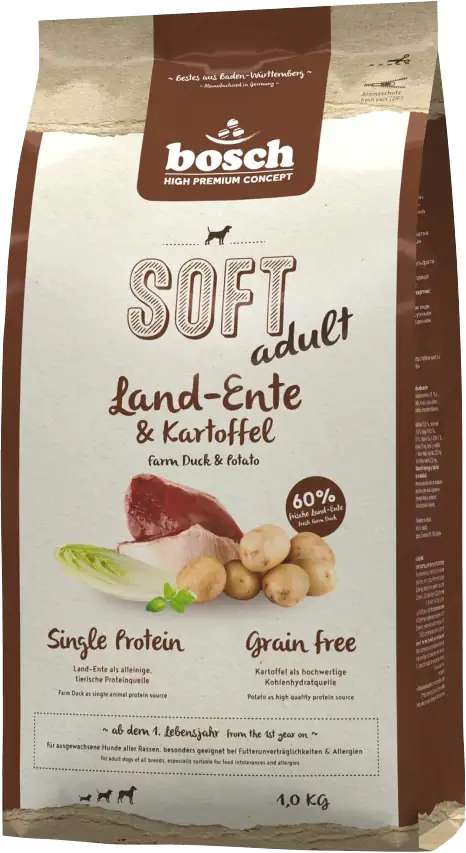 Bosch Hundetrockenfutter Adult Soft 1 kg Land-Ente & Kartoffel 