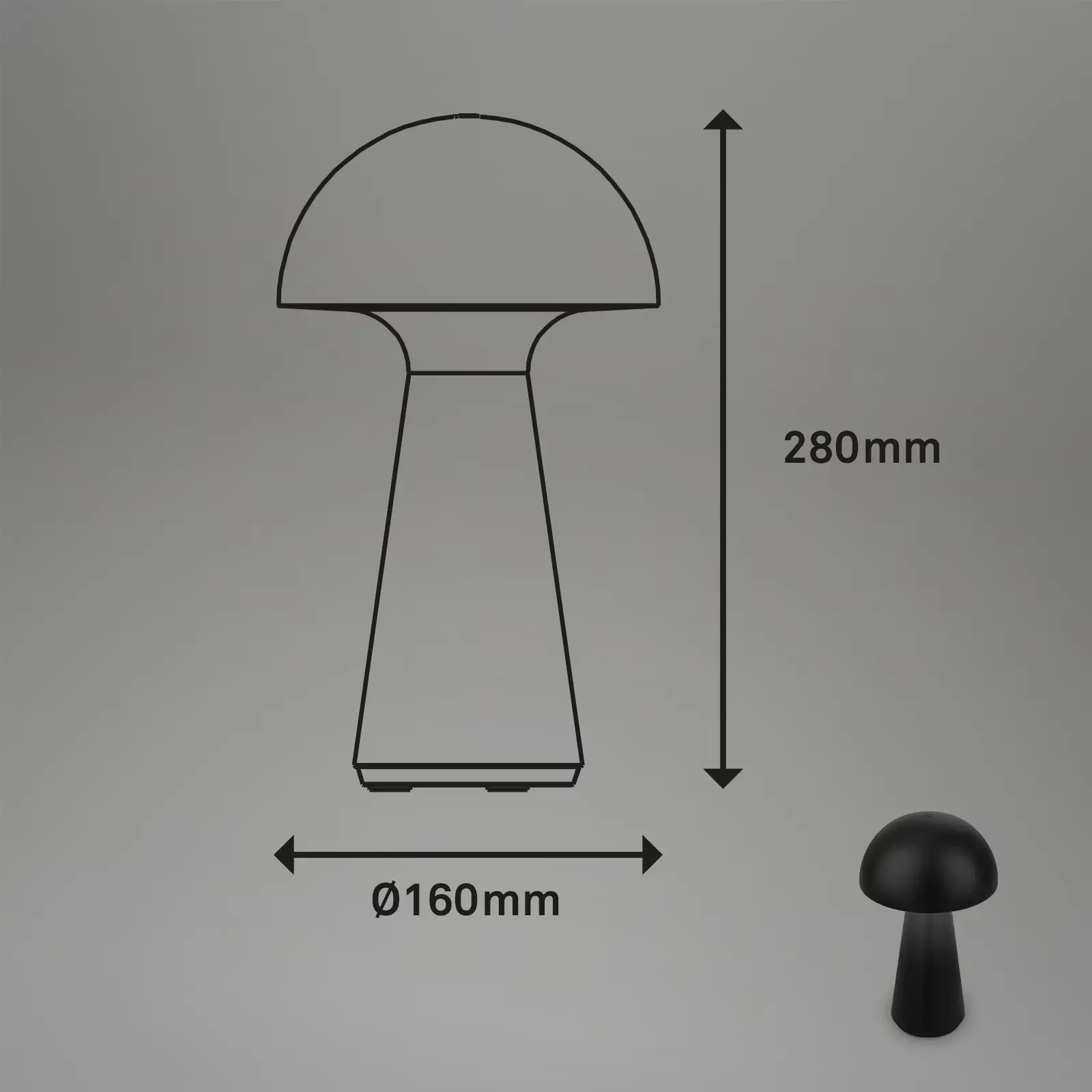 Briloner LED Akku-Tischleuchte Fungo schwarz 28 x 16 cm warmweiß