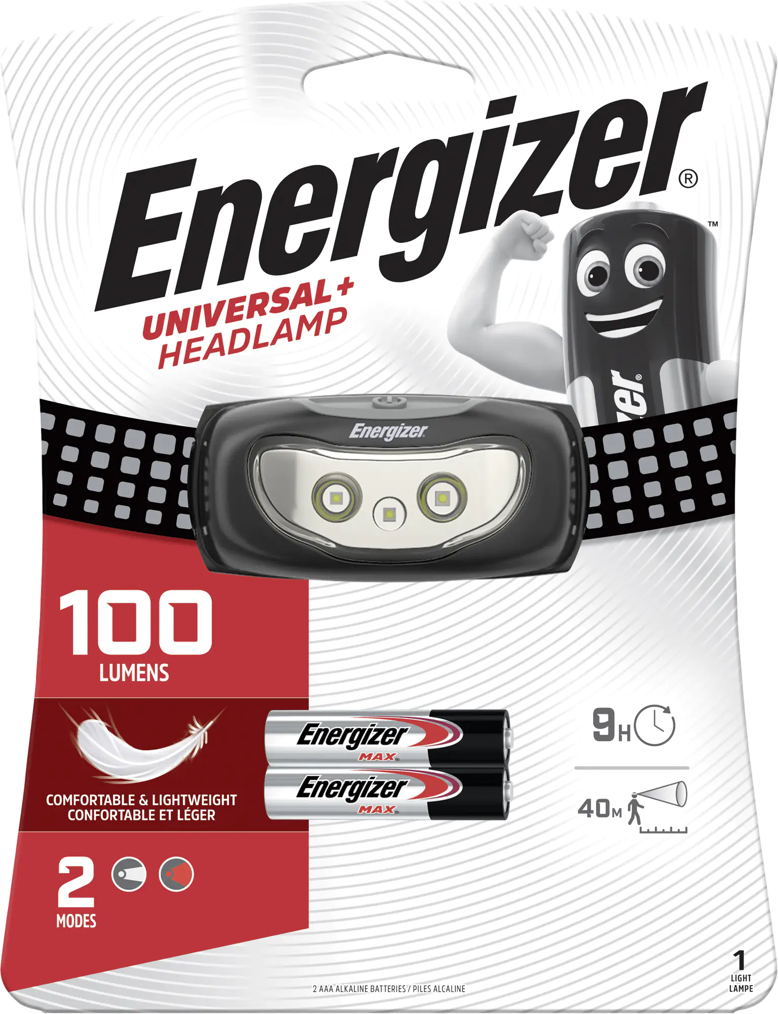 Energizer Kopflampe Universal + 2 weiße und 1 rote LED