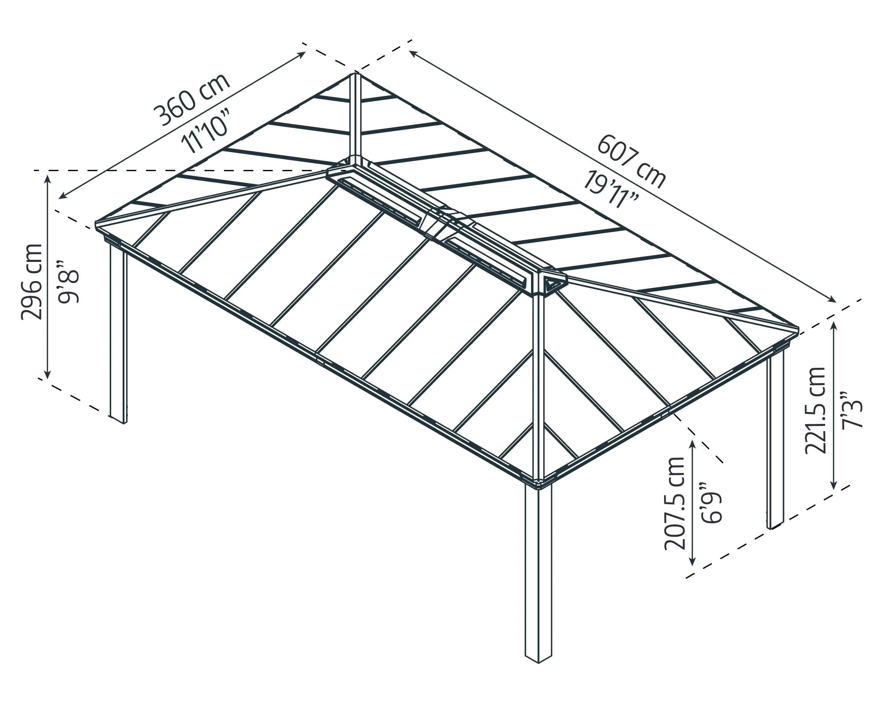Canopia Pavillon Dallas 612 x 364 cm grau