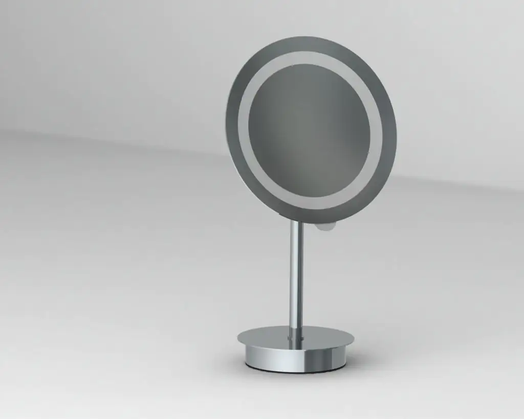 Primaster LED Stand-Kosmetikspiegel 5-fach Vergrößerung rund