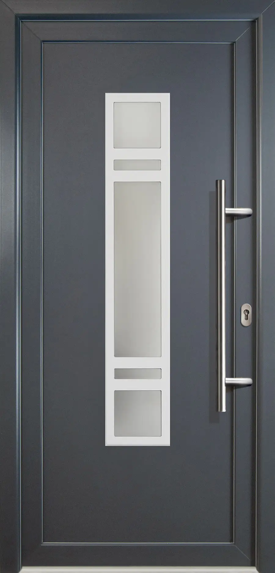 Meeth Haustür Signum PVC Modell 83 88 x 208 cm, DIN rechts, weiß/titan