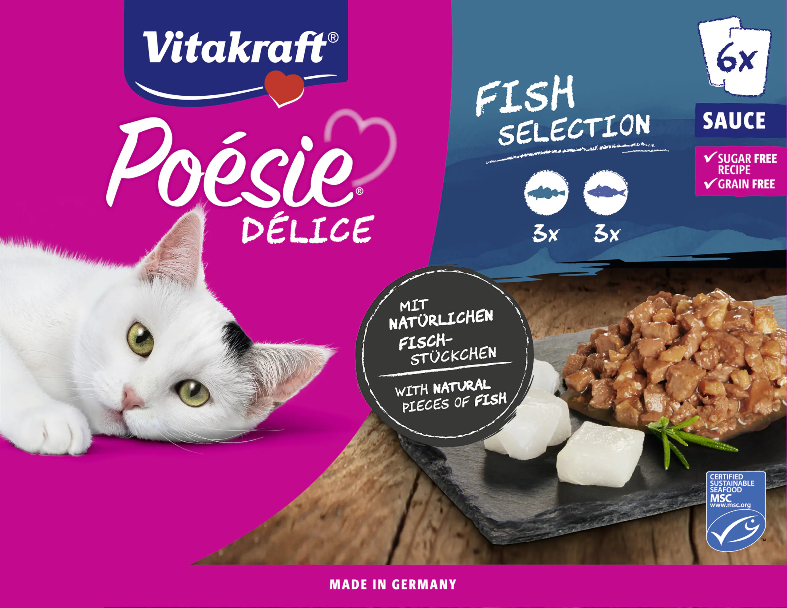 Vitakraft Poésie Katzenfutter Délice Sauce Fish Selection 6 x 85 g