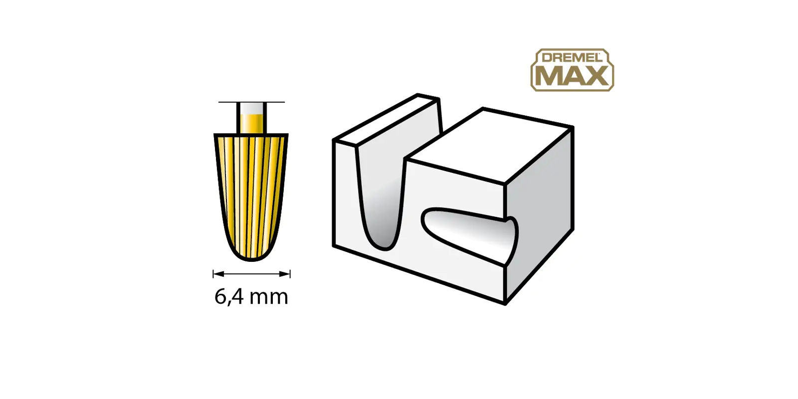 Dremel Max Hochgeschwindigkeits-Fräsmesser gekrümmt Ø 6,4 mm 117DM 2 Stück