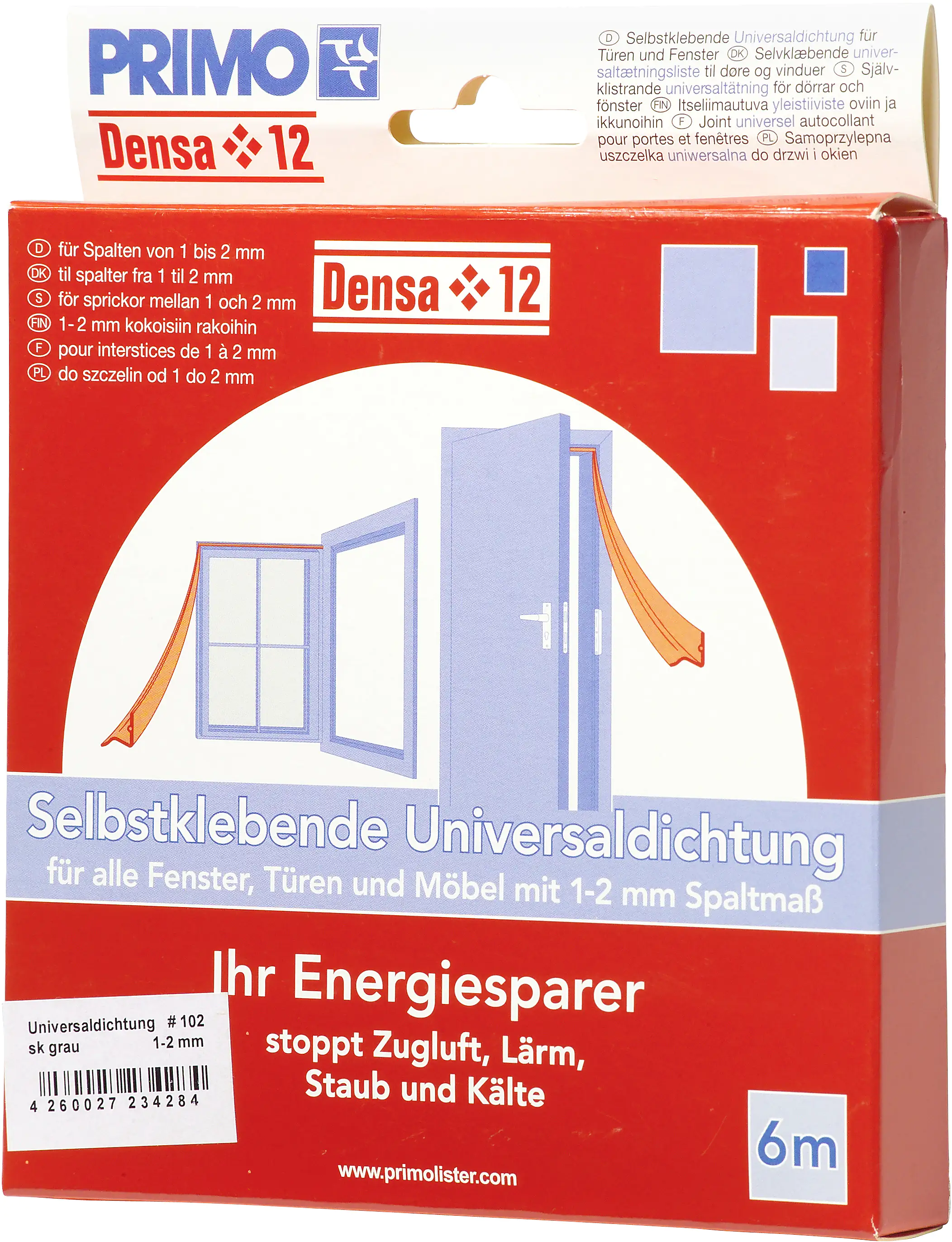 Primo Universaldichtung Densa 12 grau, für Türen + Fenster, 6 Meter