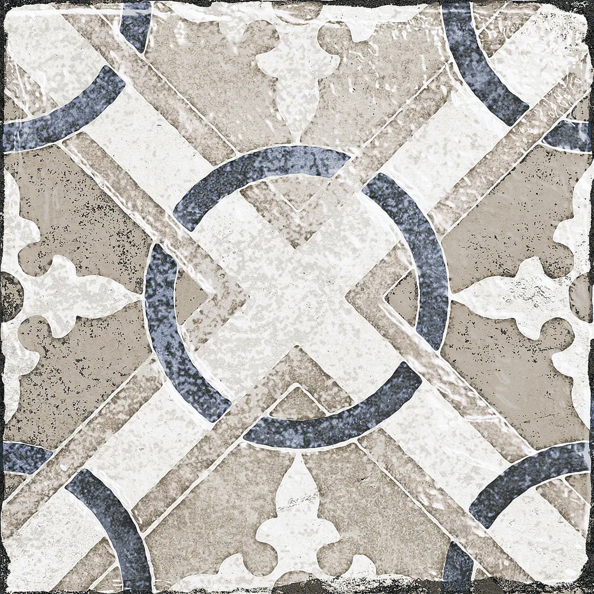 Bodenfliese Feinsteinzeug Marrakesh 20 x 20 cm blau-beige