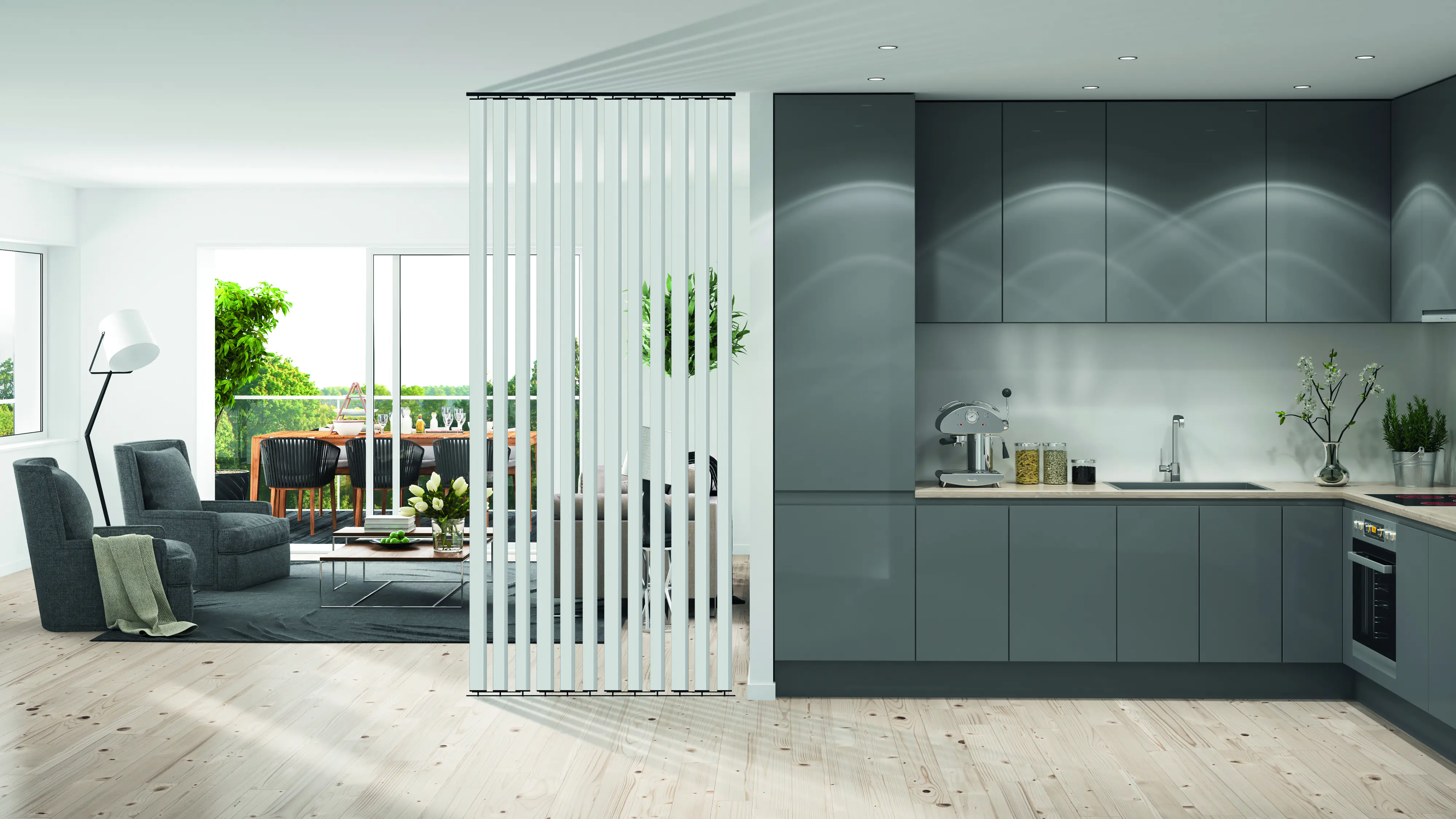Neuhofer Lamelle Raumtrenner 267 x 8,8 cm weiß