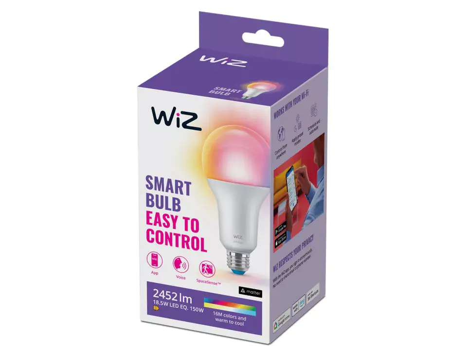 WIZ LED-Leuchtmittel Birnenform A67 E27 18,5W warmweiß bis kaltweiß smart RGB
