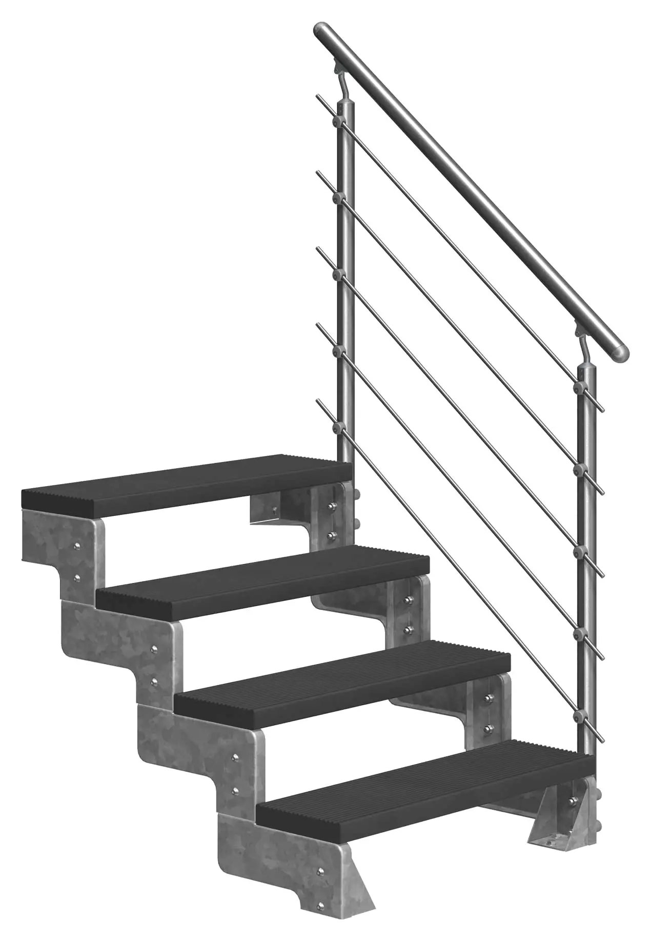 Dolle Außentreppe Gardentop mit Edelstahl-Geländer Breite 100 cm Trimax anthrazit