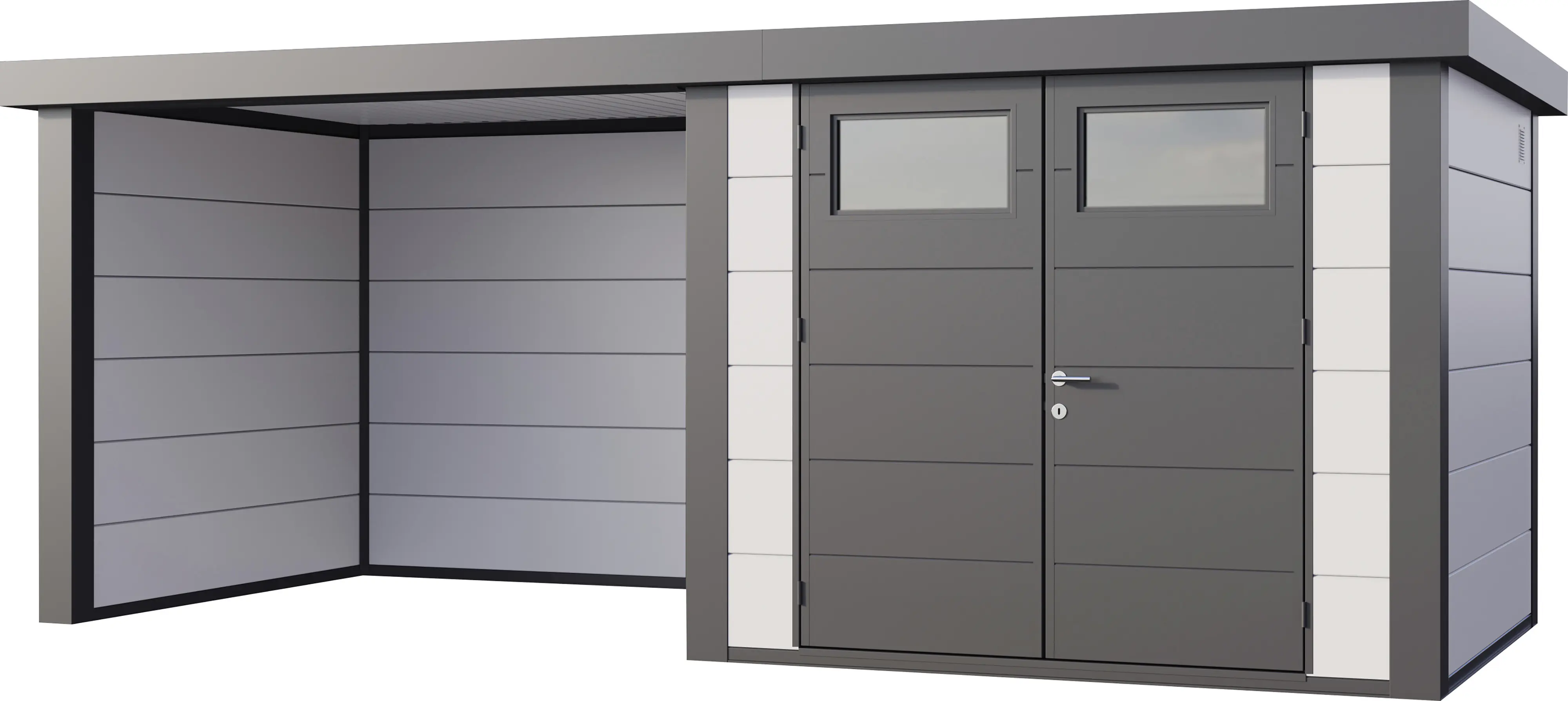 Telluria Gerätehaus Classico Lounge S 2724 links weiß 552 x 238 cm