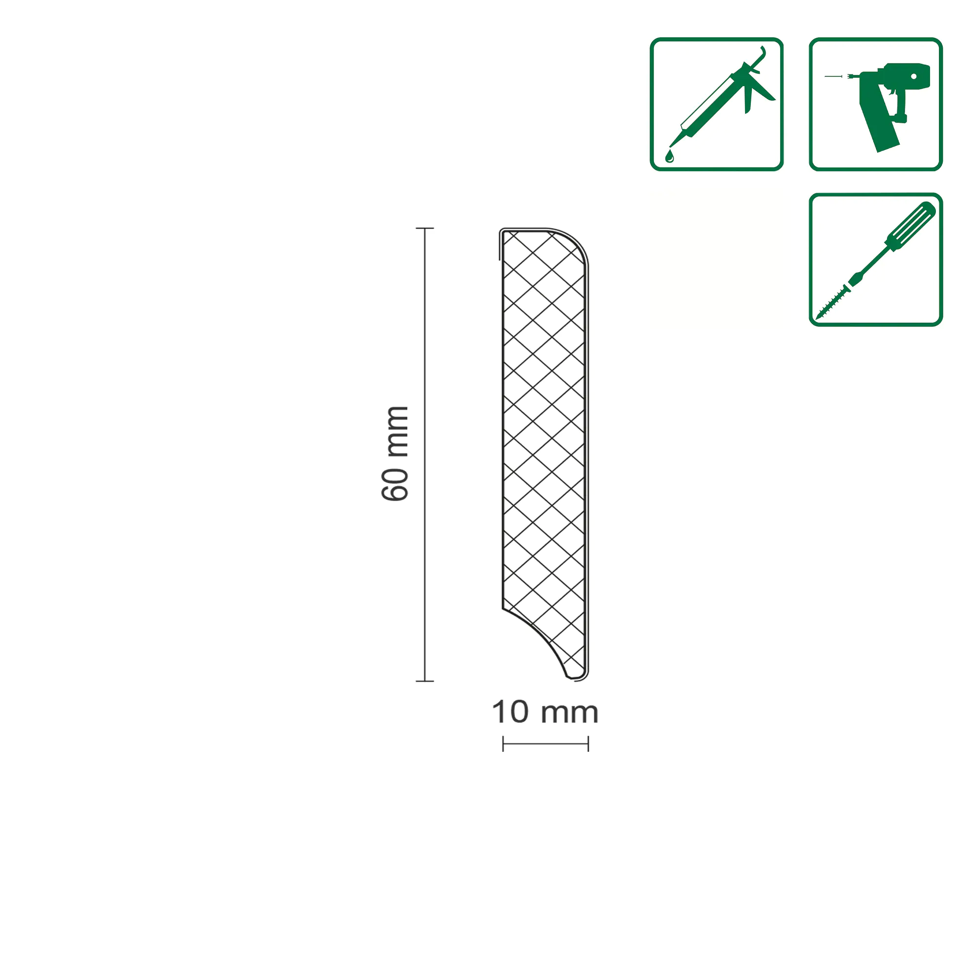 Neuhofer Fußleiste 196 cm x 60 x 10 mm weiß