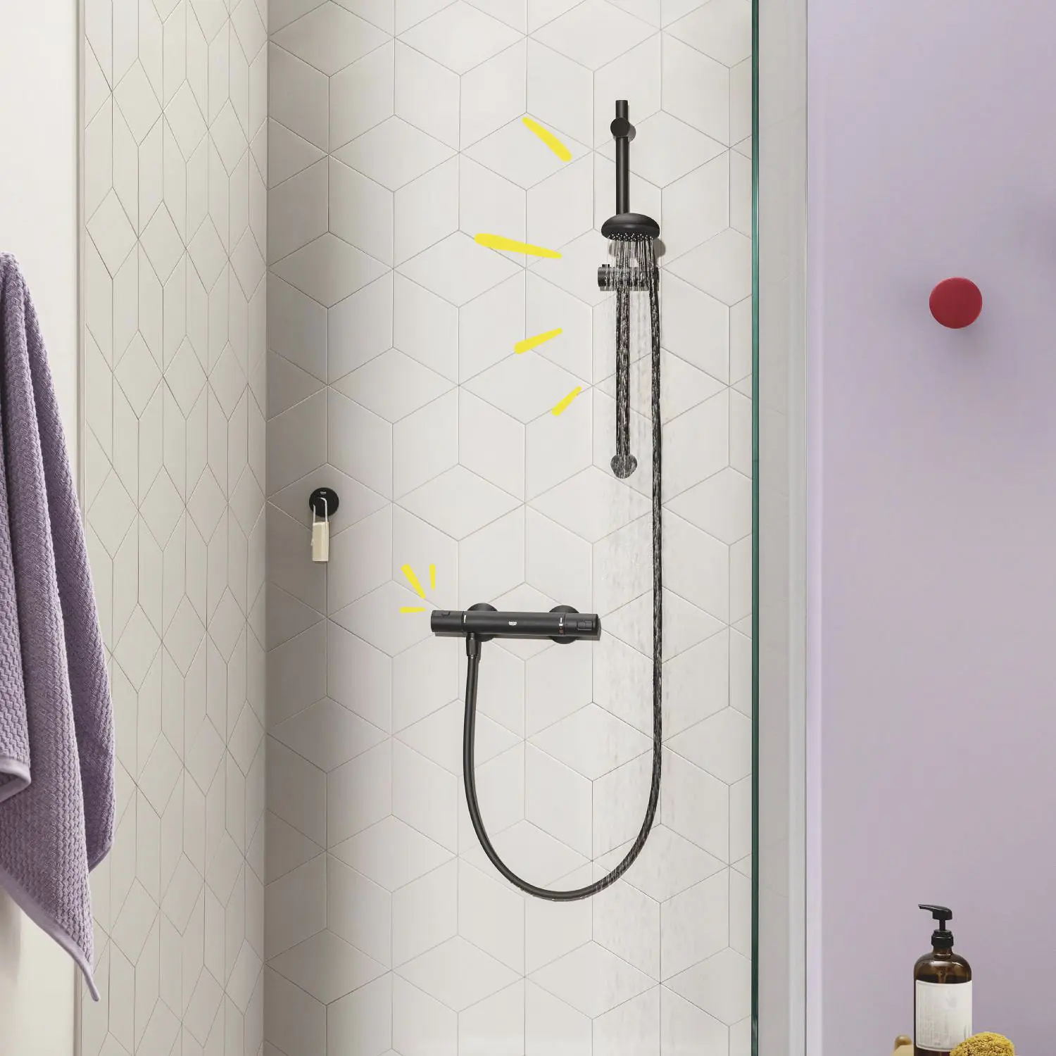 Grohe Duscharmatur mit Thermostat Precision Start schwarz matt