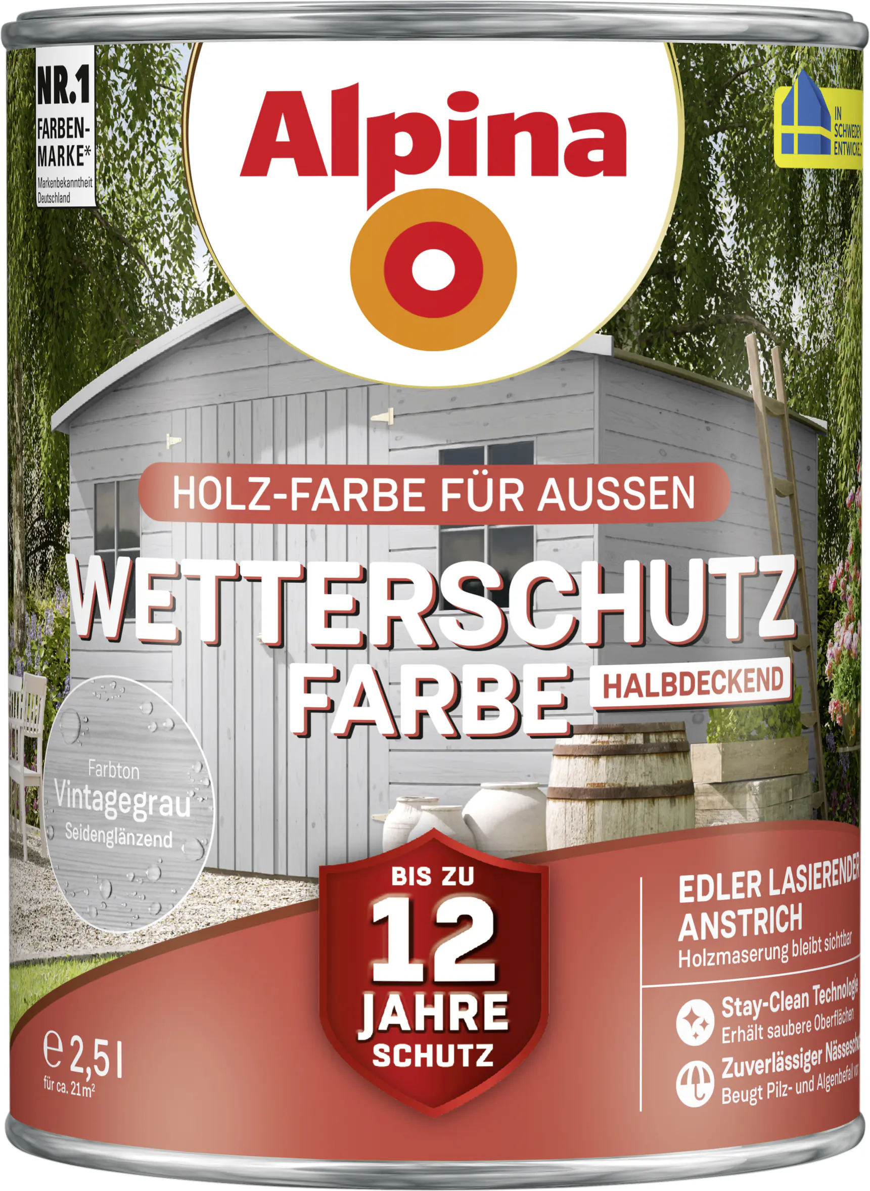Alpina Wetterschutzfarbe 2,5 L vintagegrau
