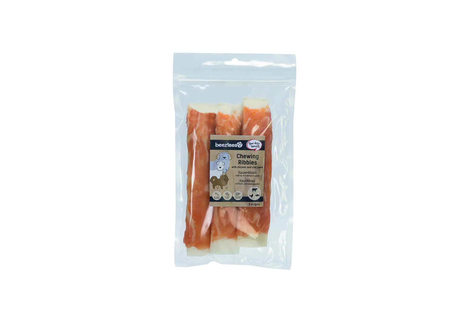 Beeztees Hundesnack Ribbies Huhn und Kabeljau 3 Stück