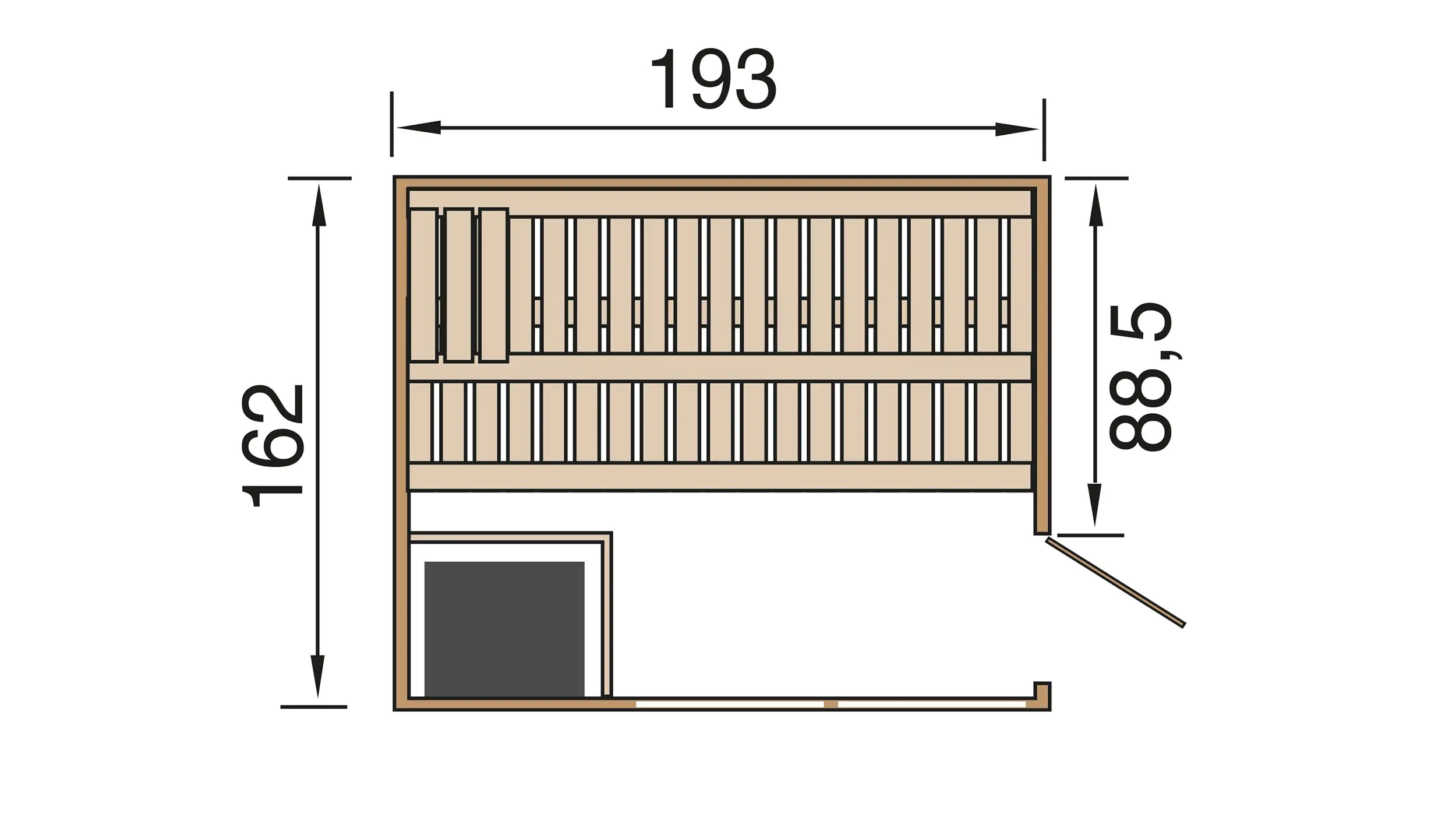 Weka Massivholz Elementsauna Kemi Panorama 1 mit Glastür 2 Fenstern BioS Saunaofen