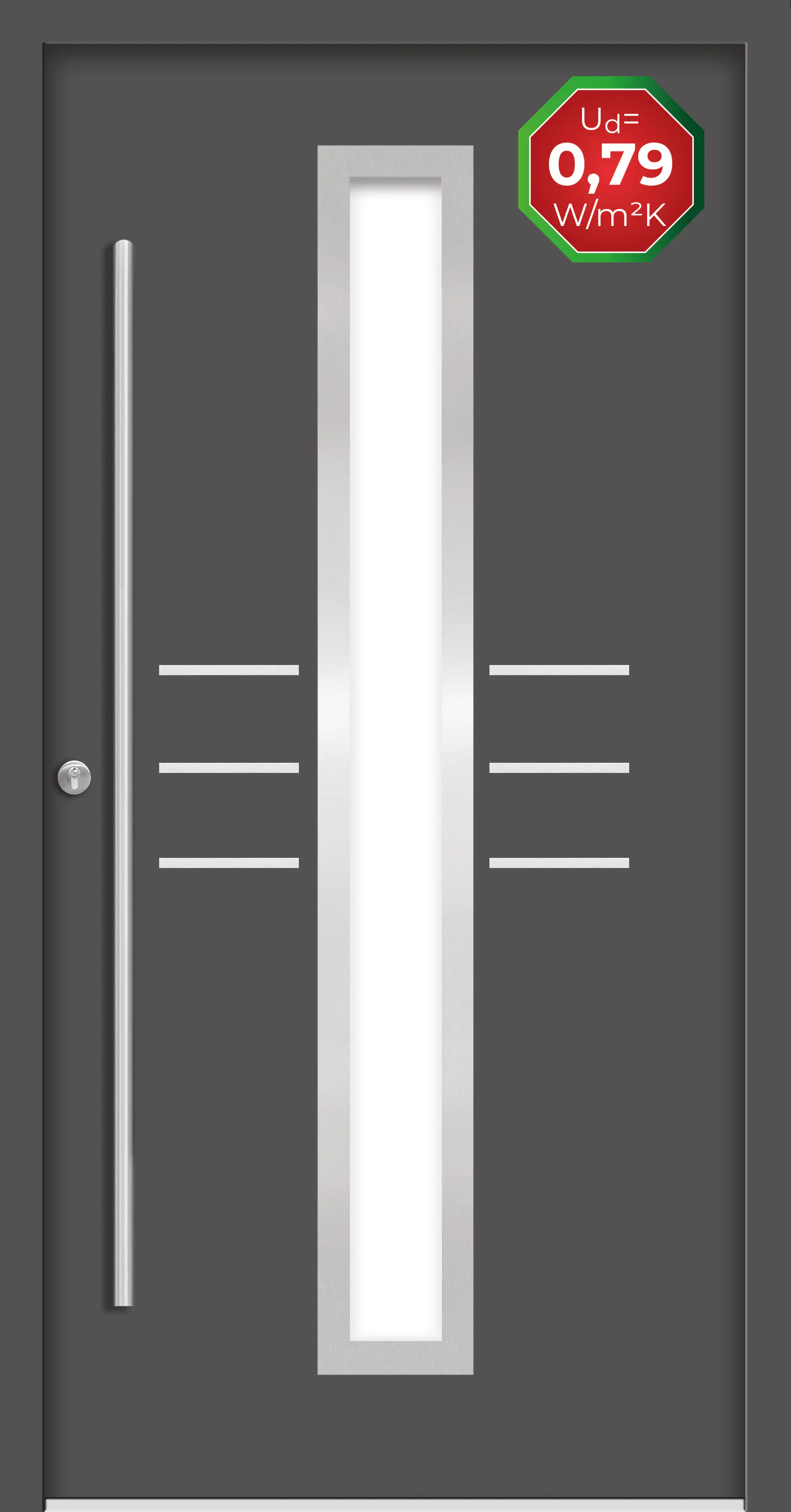 Splendoor Haustür Passivedoor Premium B07 Anthrazit DIN Links 100 x 210 cm