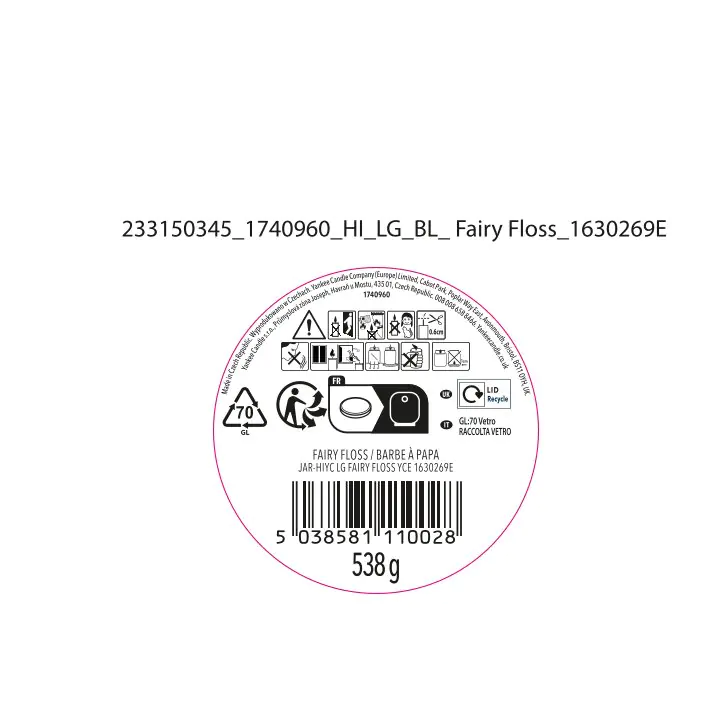 Yankee Candle Duftkerze Großes Glas Fairy Floss 538 g, rosa