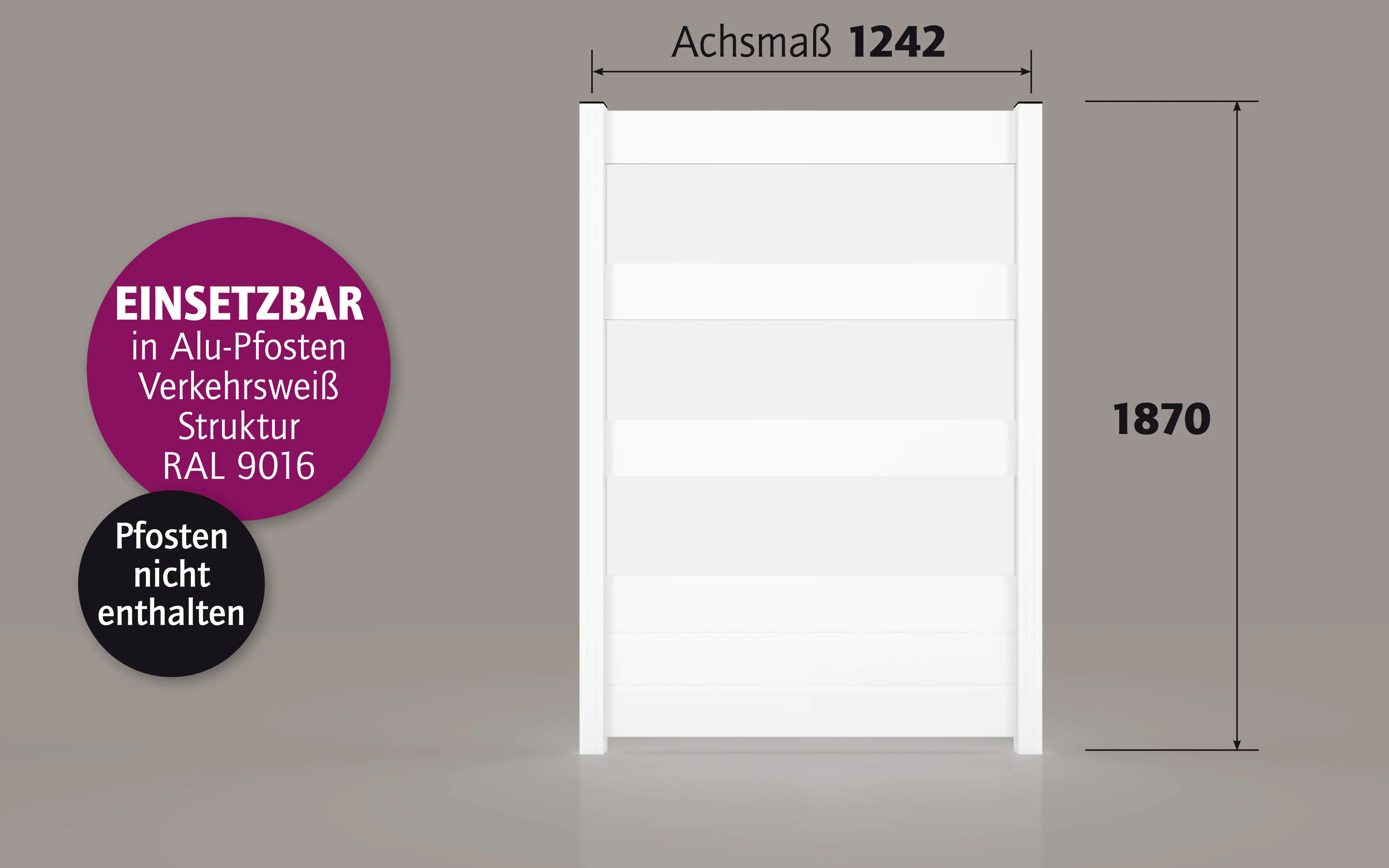 Ambiente Alu-Zaun Paneel 150 + ESG 8 mm 120 cm x 180 cm 22 mm stark
