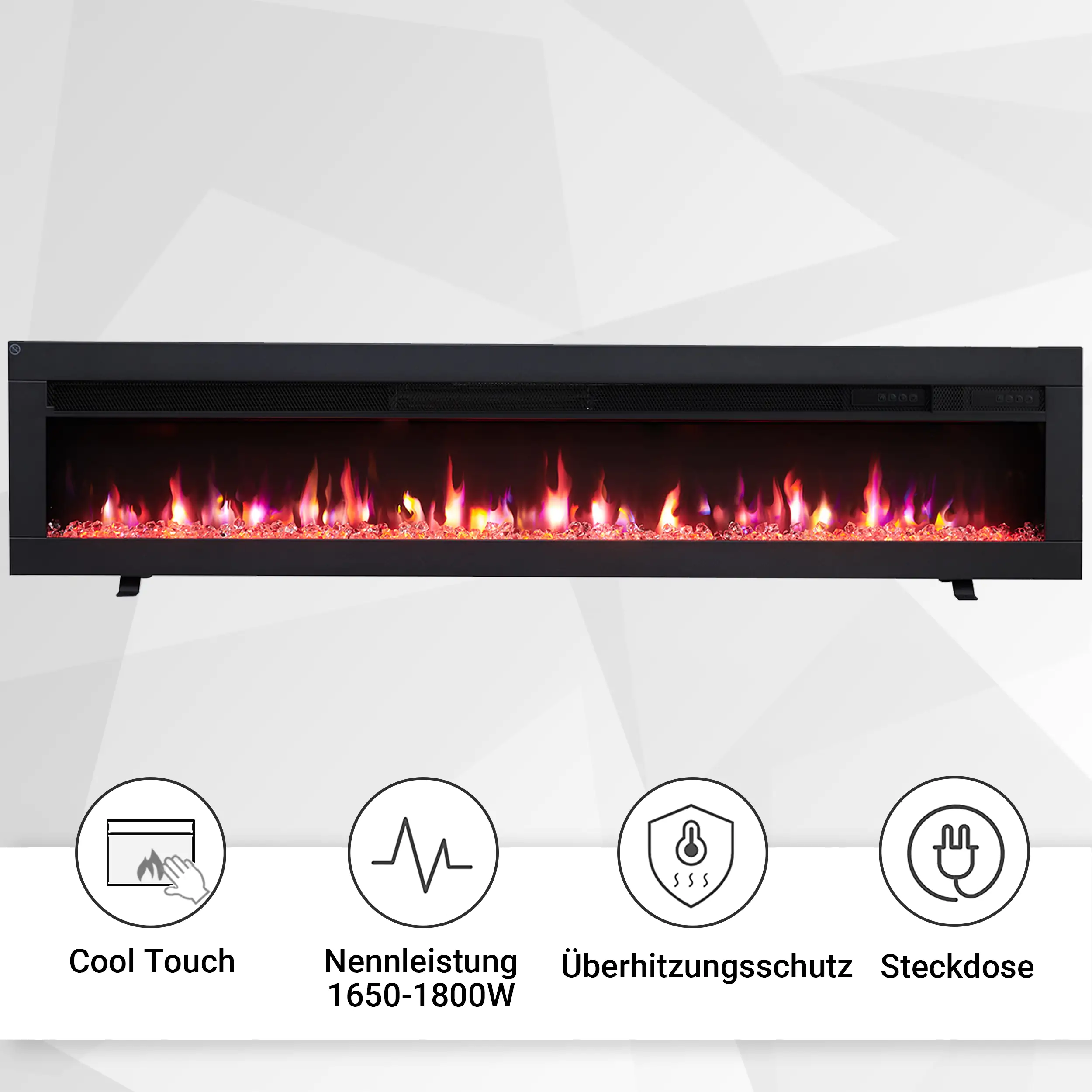 BALDERIA Elektrokamin schwarz Agnes 60 1000/1800 Watt 33 x 152,5 cm