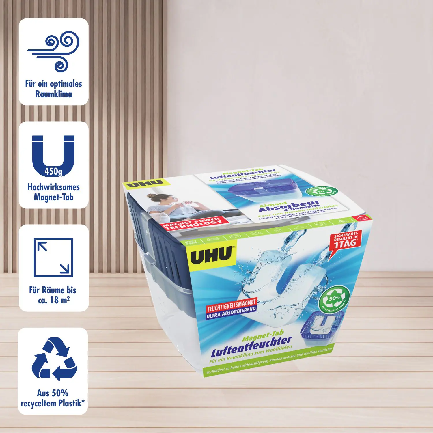 UHU Luftentfeuchter Feuchtigkeitsmagnet Original, 450 g