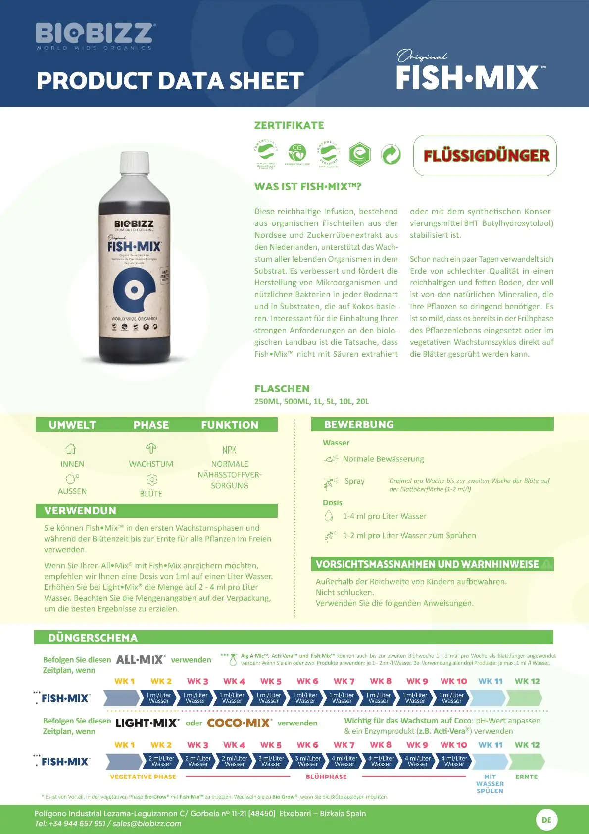 BioBizz Grow Dünger Fish-Mix 250 ml