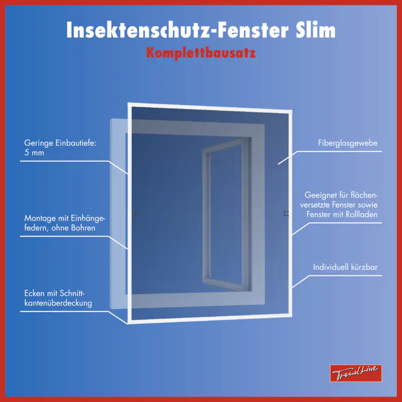 TrendLine Fliegenschutz-Fenster SLIM 120 x 150 cm weiß/weiß kürzbar